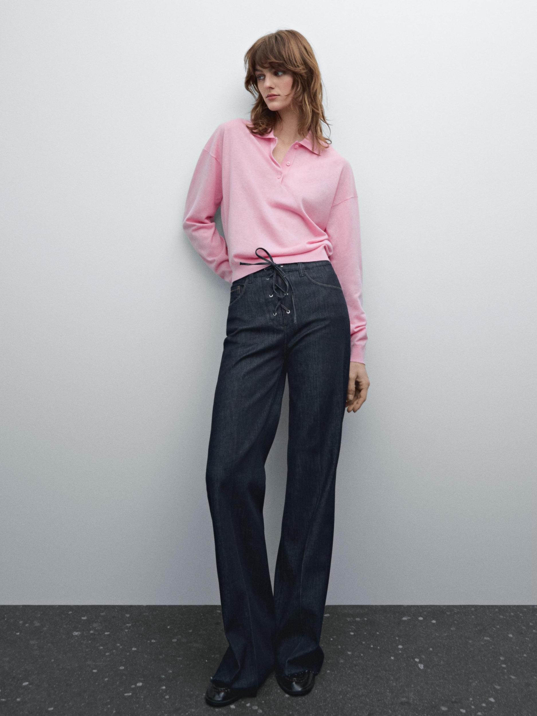 Cotton blend knit polo sweater Product Image