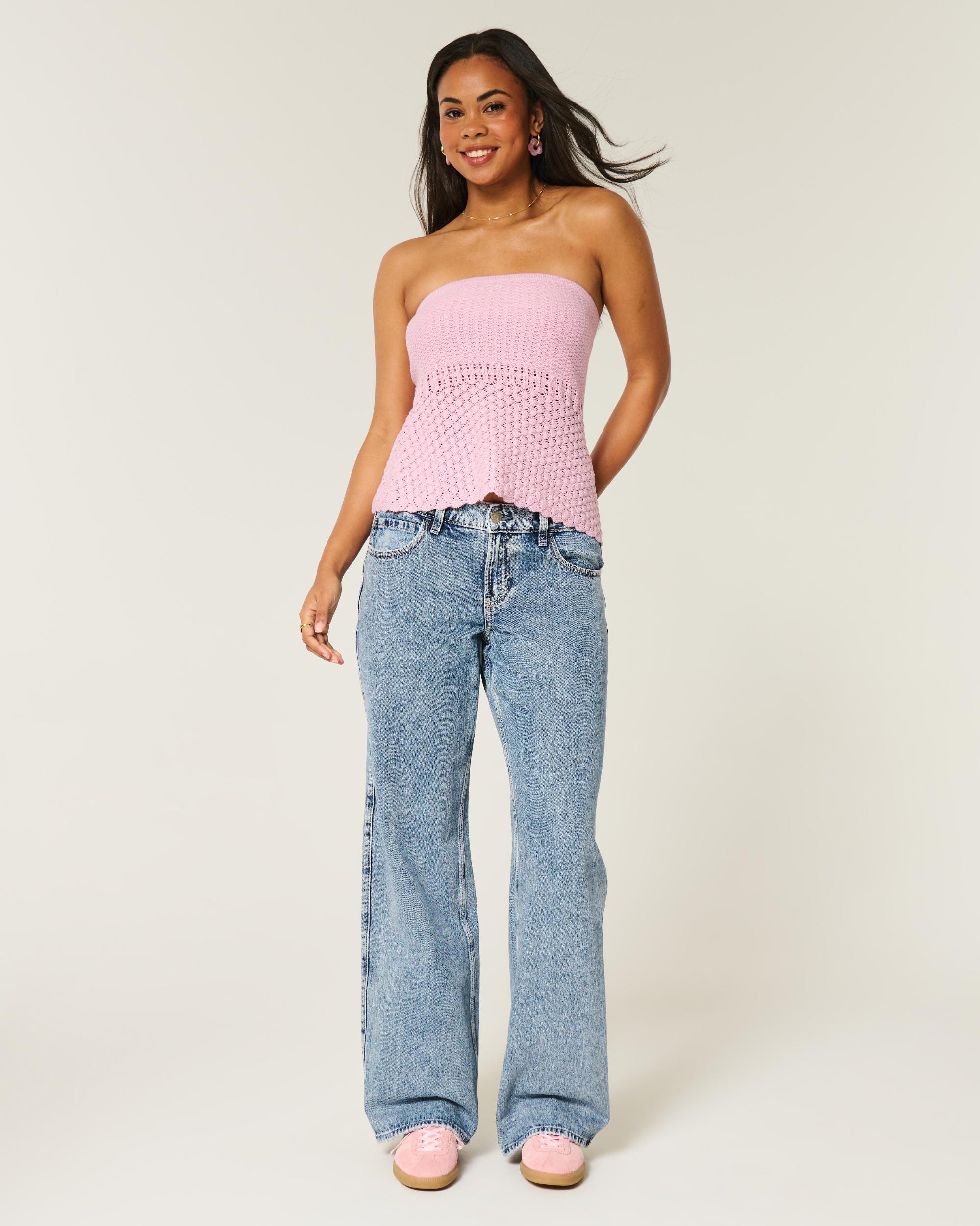 Crochet-Style Sweater Tube Top Product Image