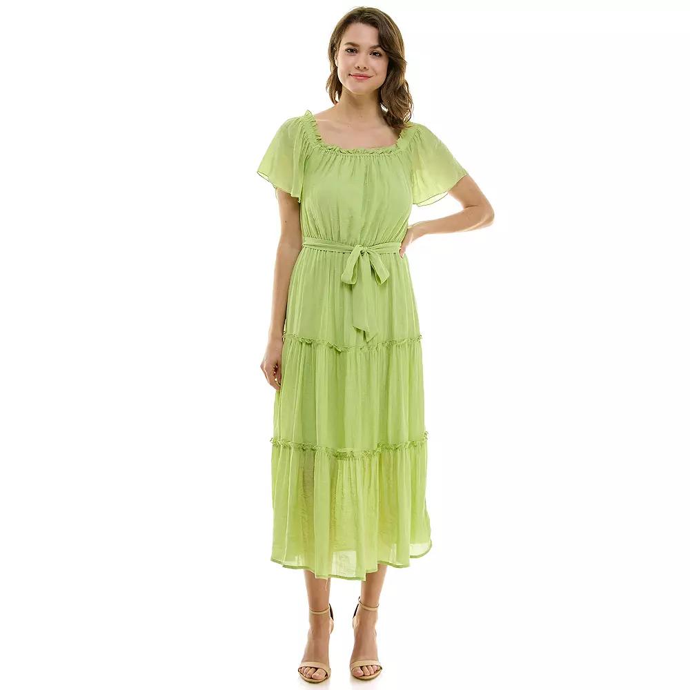 Women's Luxology Short Sleeve Belted Maxi Dress,  Product Image