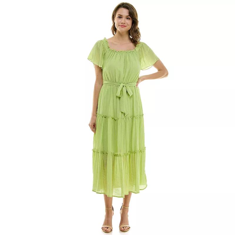 Women's Luxology Short Sleeve Belted Maxi Dress,  Product Image