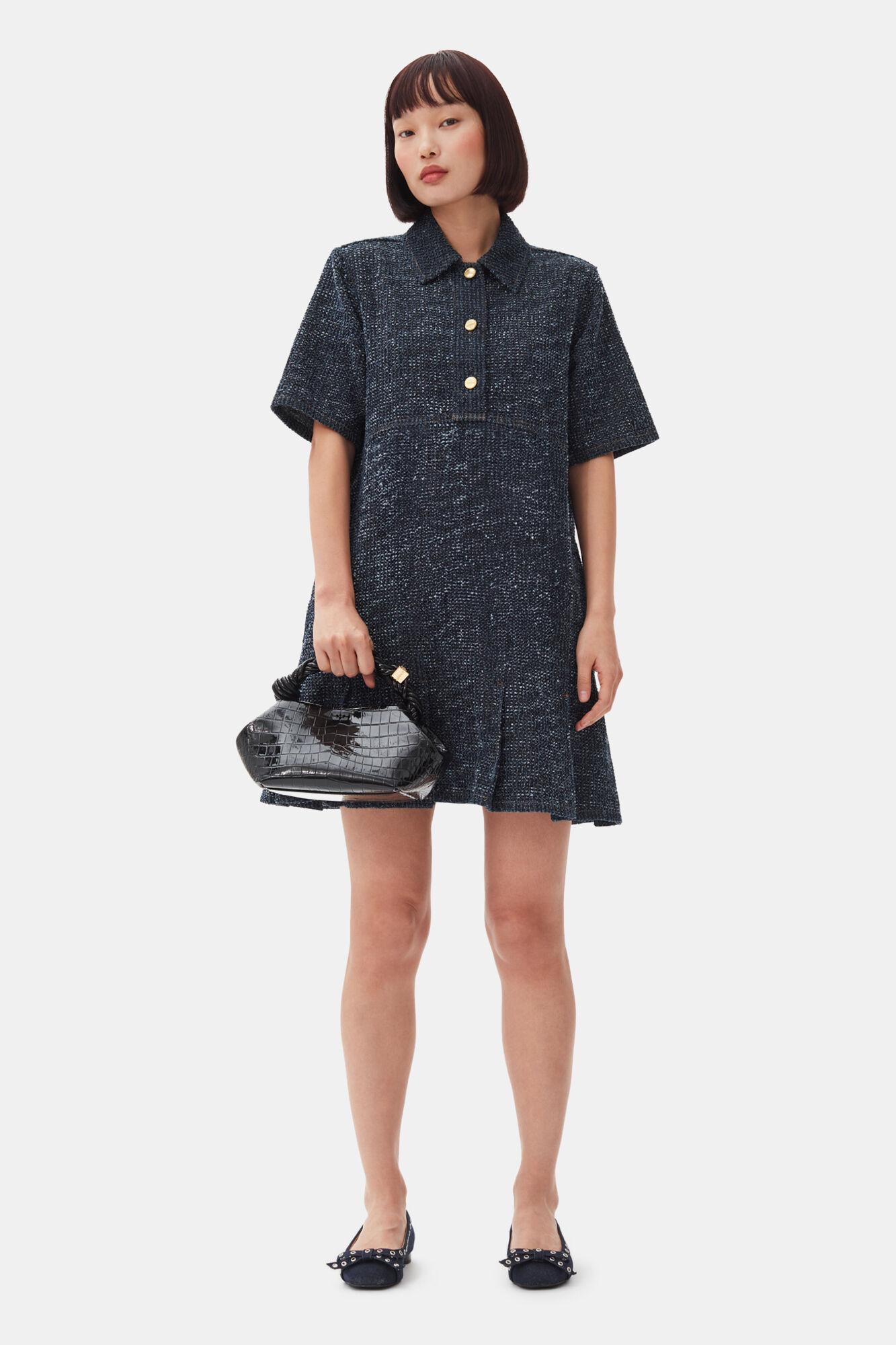 Dark Blue Textured Dress Product Image
