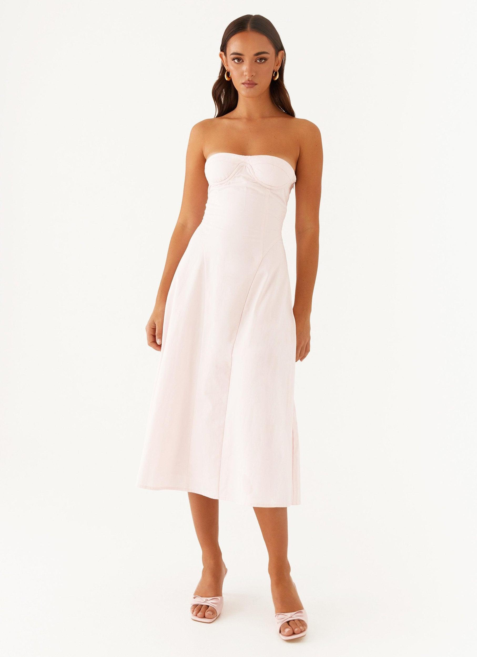 Maika Strapless Midi Dress - Pink Product Image