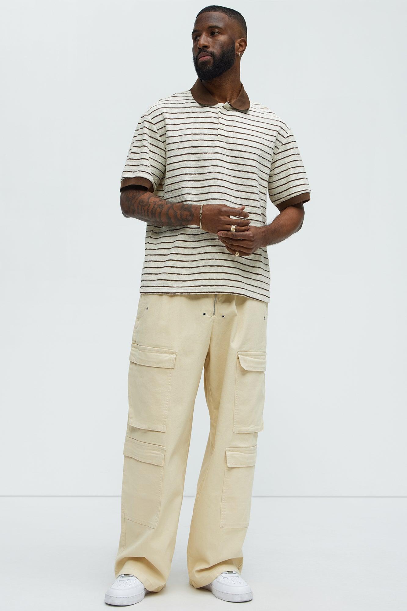 Terry Striped Polo Shirt - Cream/combo Product Image