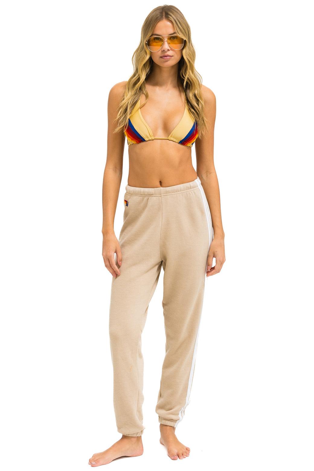 5 STRIPE SWEATPANTS - SAND // WHITE // GREY Female Product Image