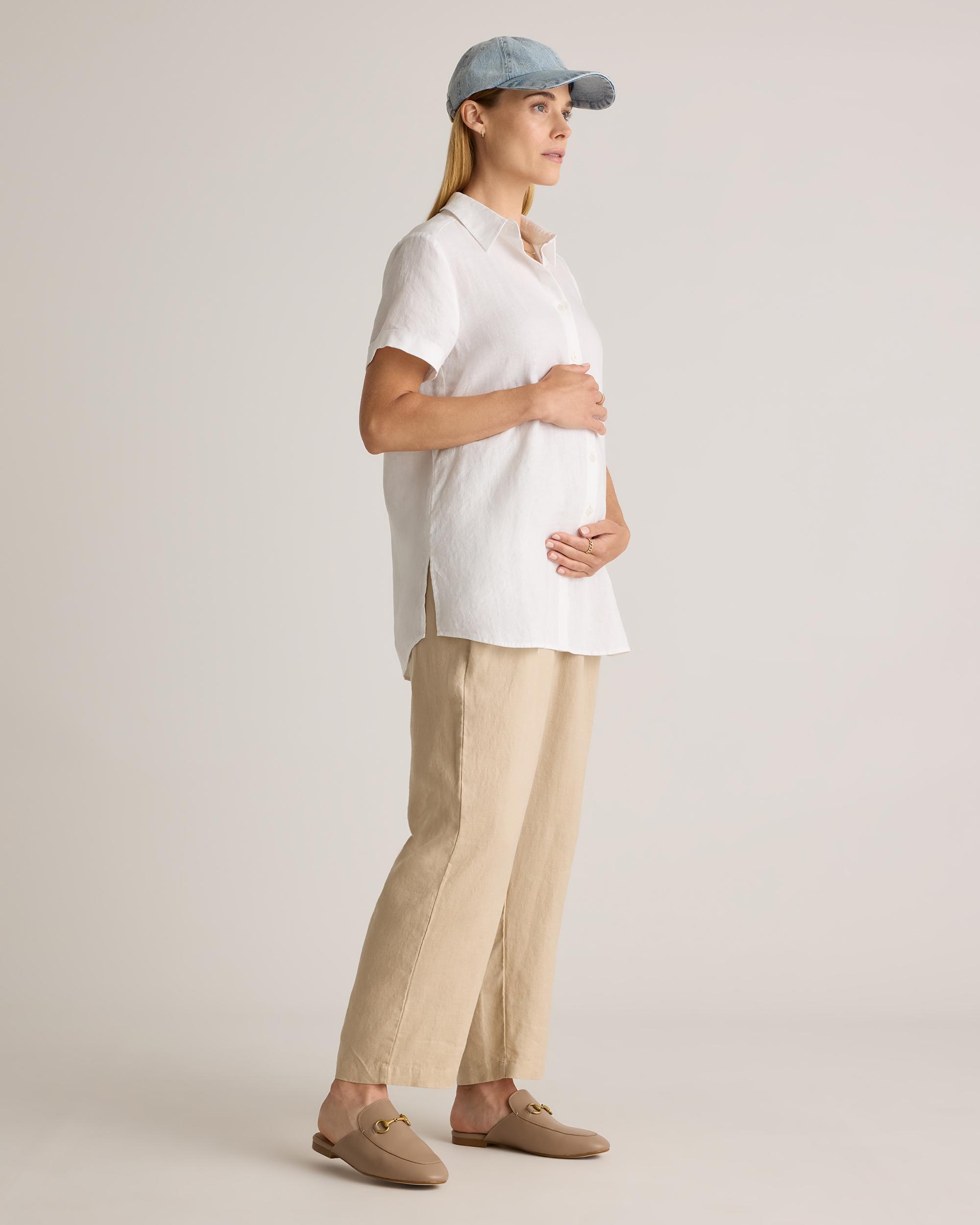 Quince | Women's 100% European Linen Maternity Camp Shirt Size XS Product Image