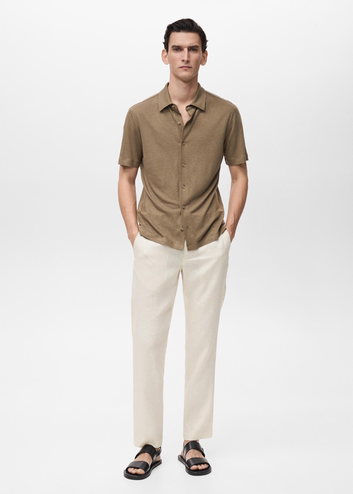Slim-fit 100% linen pants - Men | MANGO USA Product Image