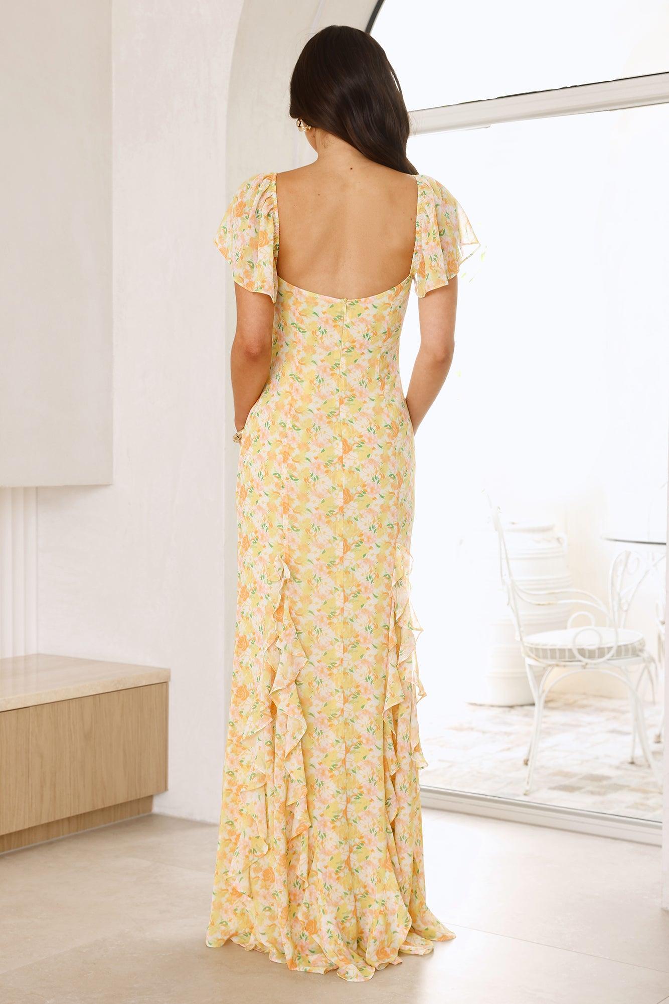 Sunset Serenity Maxi Dress Yellow Product Image