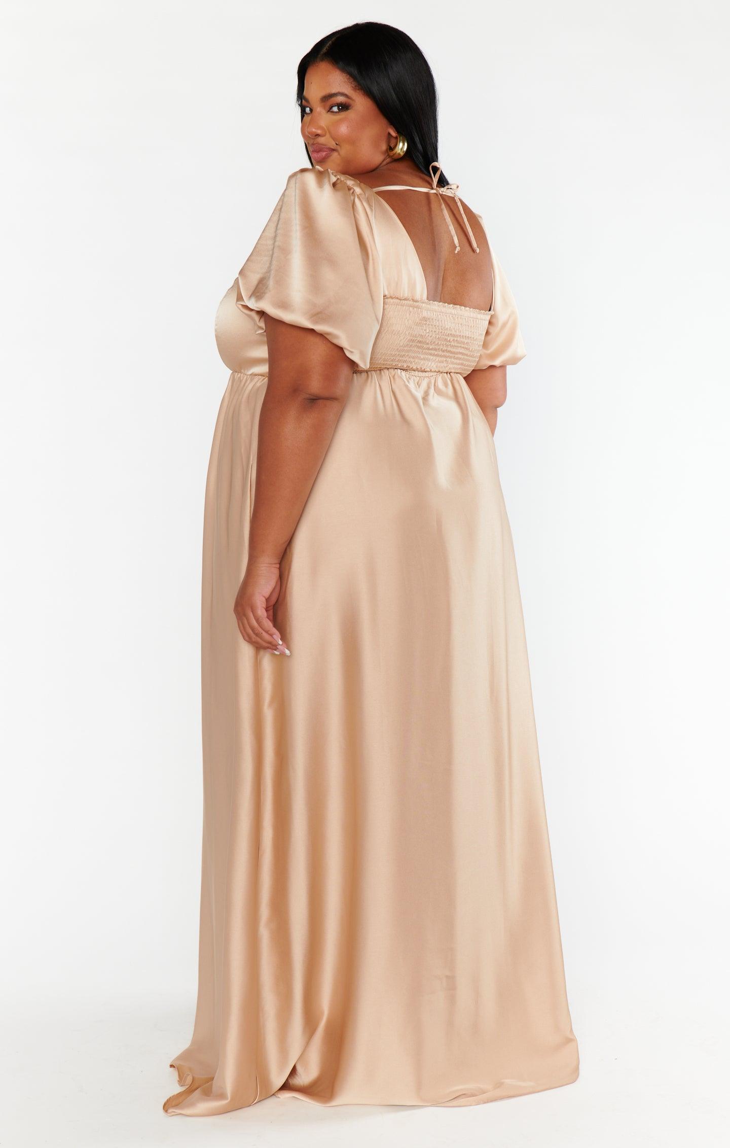 Nora Maxi Dress ~ Champagne Luxe Satin Product Image