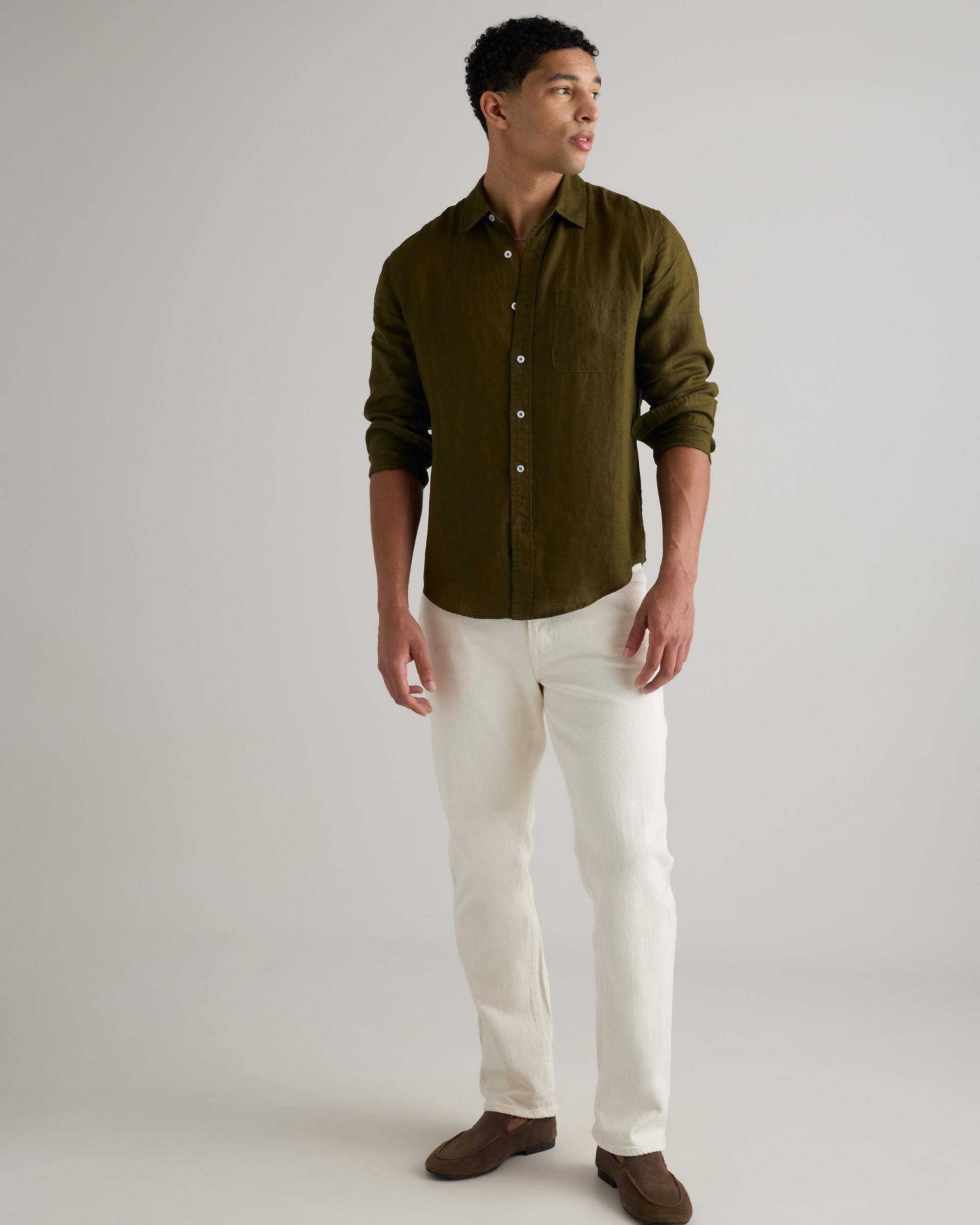 Quince | Men's 100% European Linen Relaxed Long Sleeve Pocket Shirt Product Image