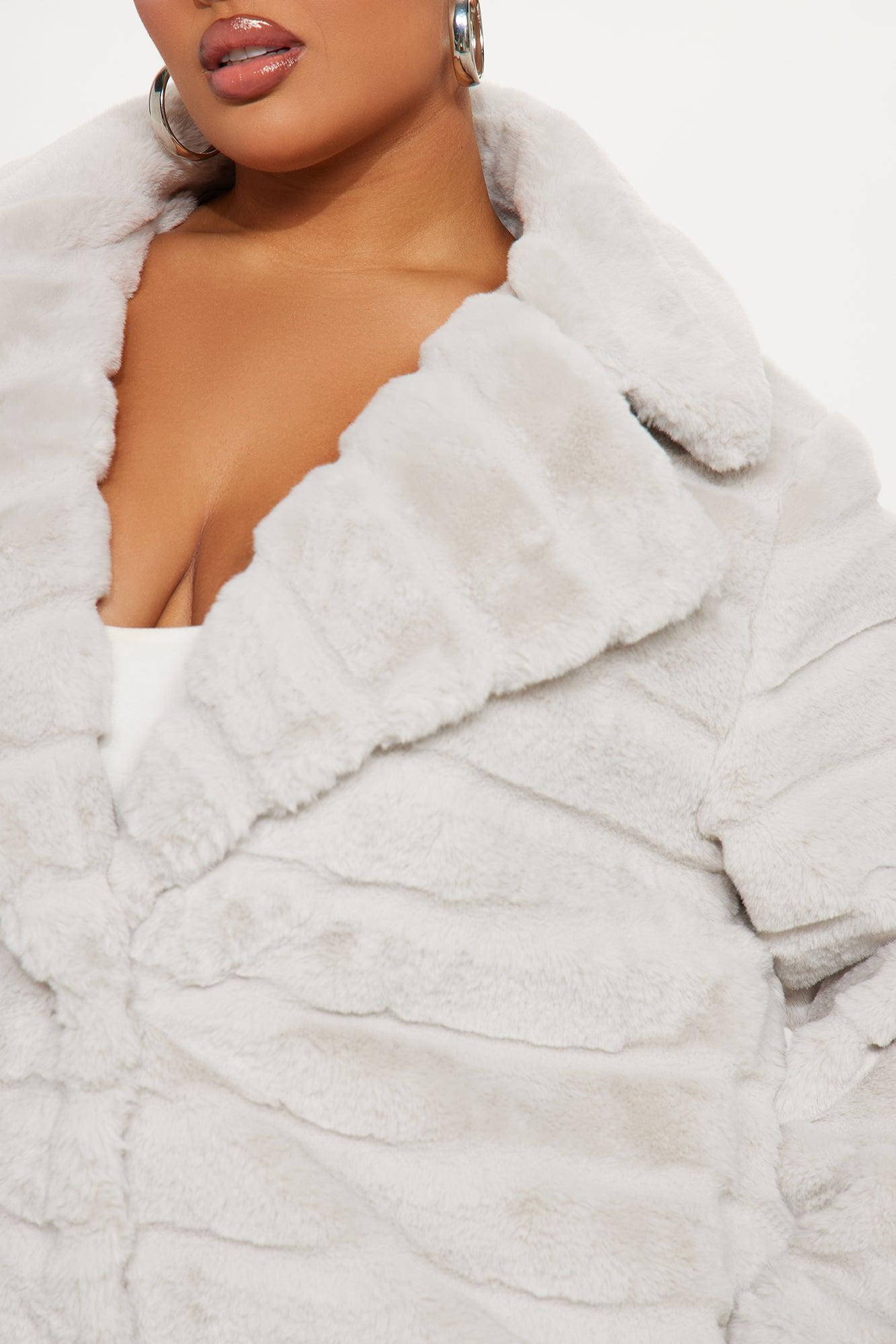 Vivienne Faux Fur Trench Coat - Grey Female Product Image