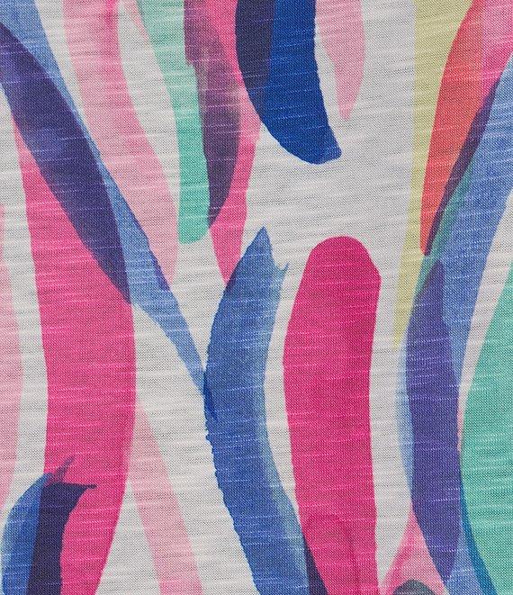 Allison Daley Embellished Fun Stripe Print Short Sleeve Keyhole Neck Knit Top Product Image