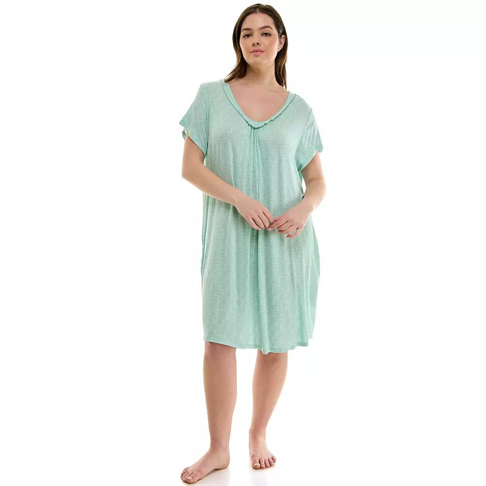 Plus Size Croft & Barrow® Print Short Sleeve Nightgown, Women's, Size: 3XL, Visionary Geo Product Image