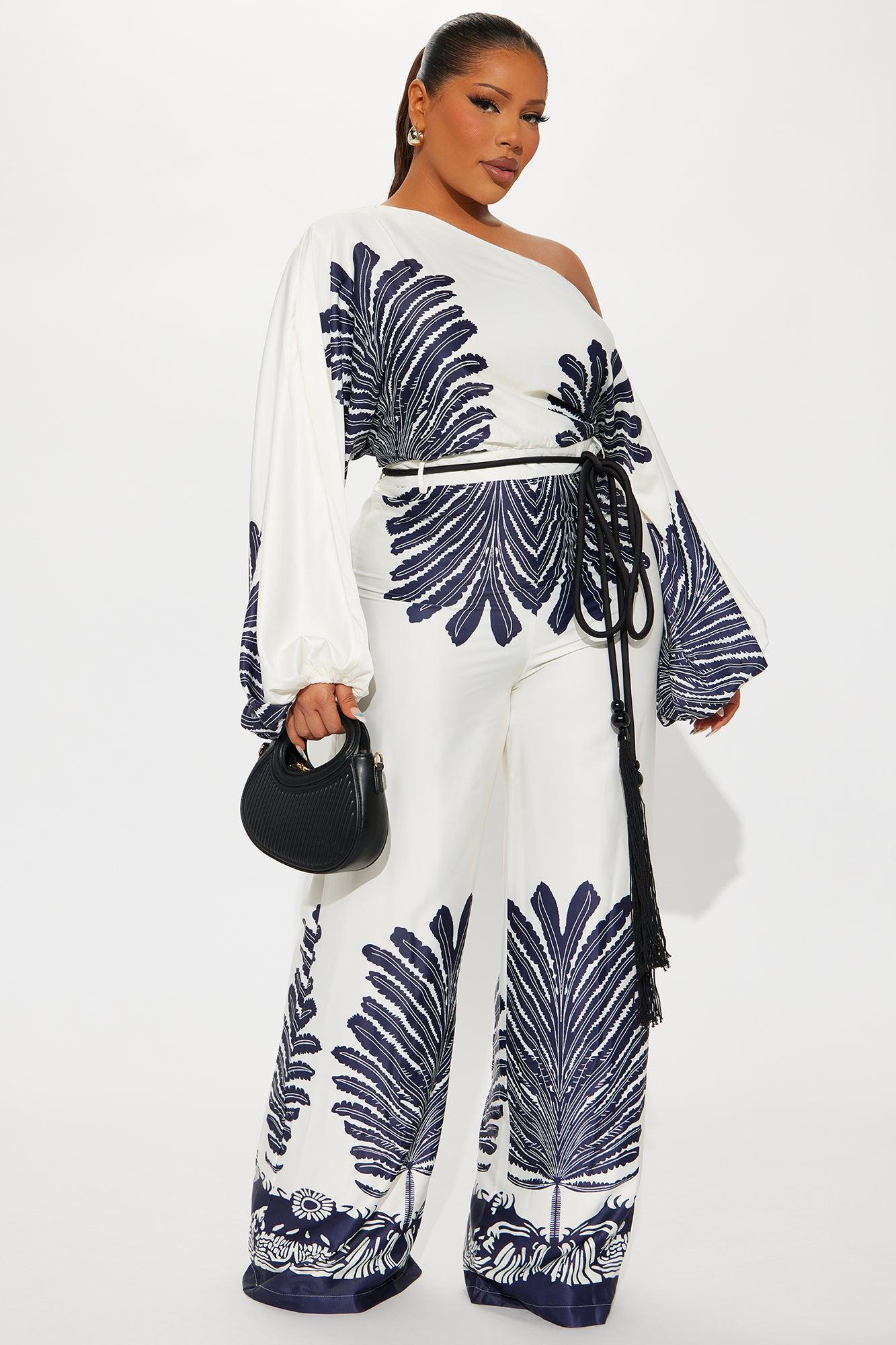 Santorini Stopover Satin Jumpsuit - Navy/combo Product Image