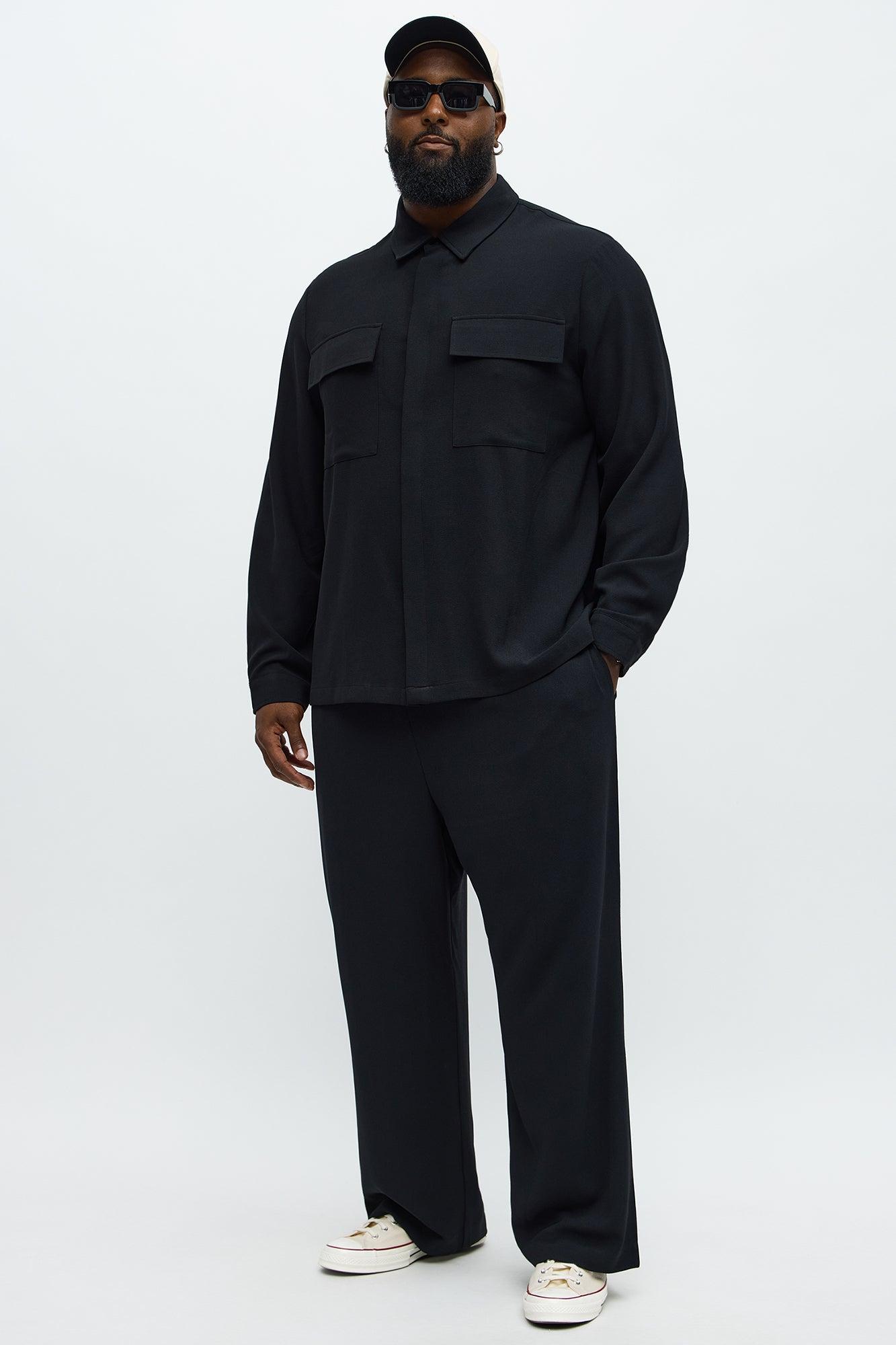 Golden Hour Long Sleeve Button Up Shirt - Black Male Product Image