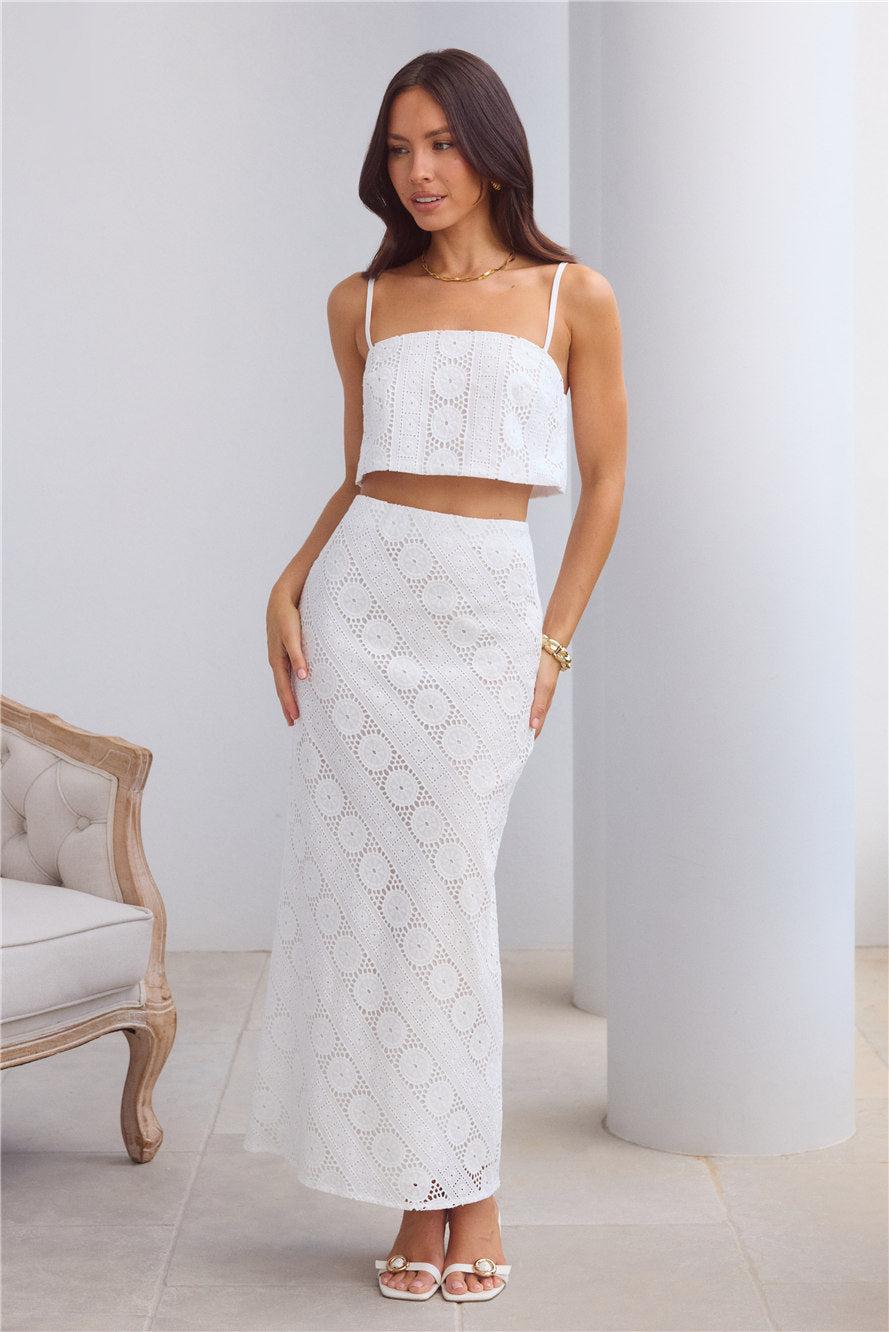 Island Calm Embroidered Maxi Skirt White Product Image