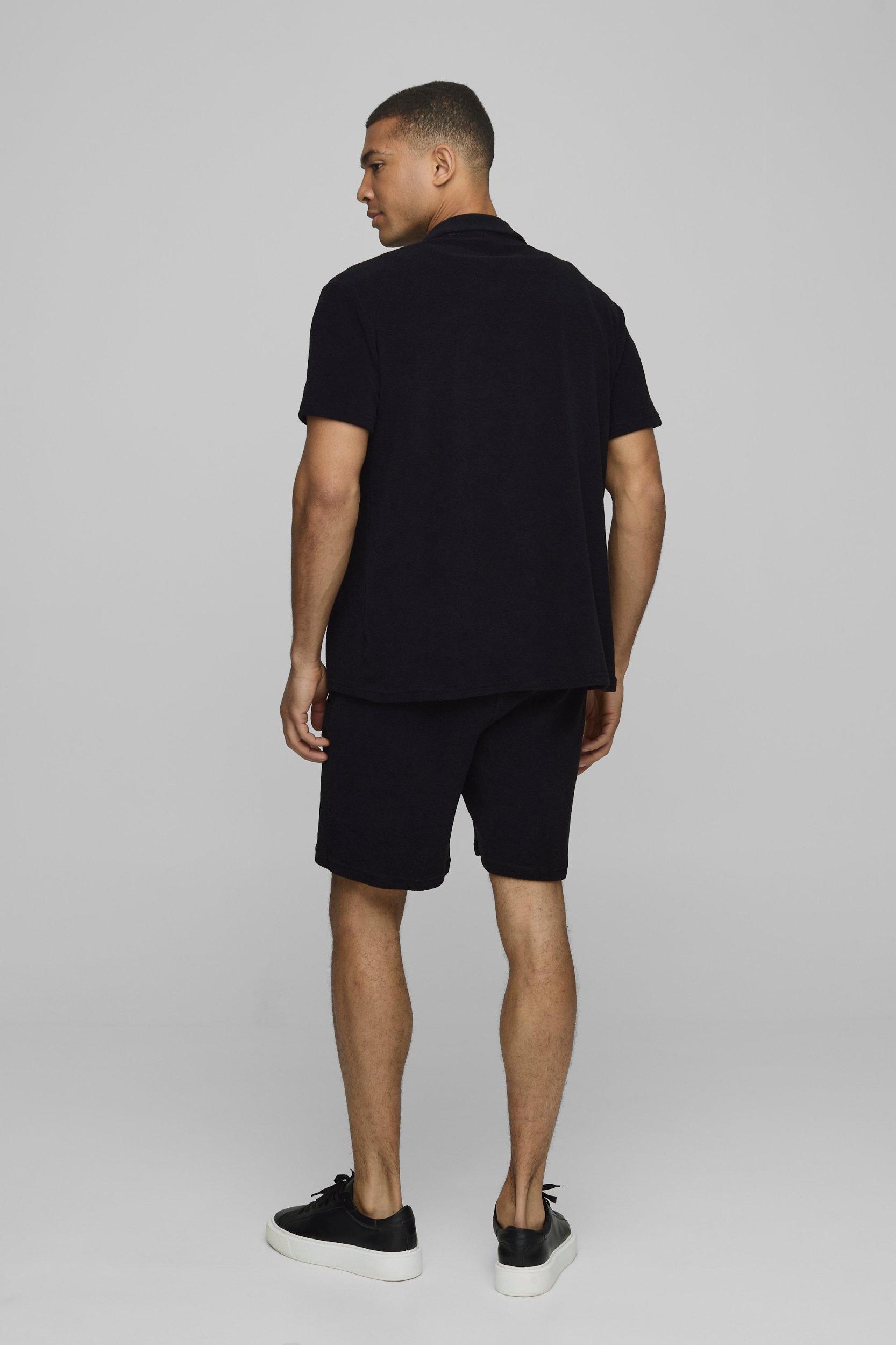 Regular Revere Short Sleeve Shirt & Comfort Short Set | boohooMAN USA Product Image