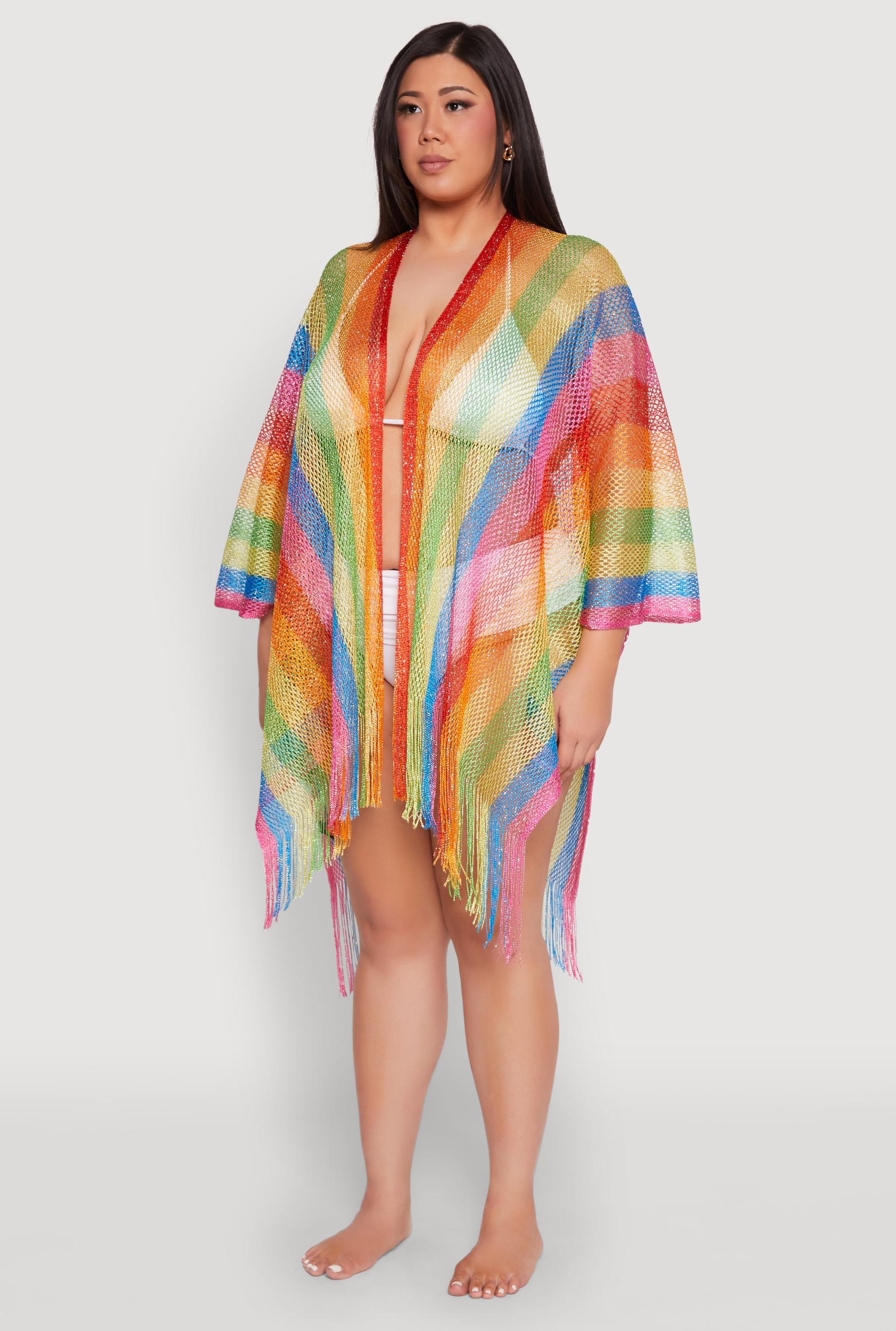 Rainbow Stripe Cover Up Kimono Female Product Image