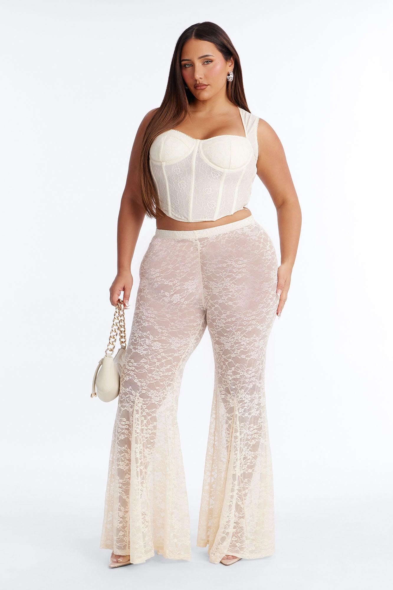 Emmalyn Lace Flare Pant - Cream Female Product Image