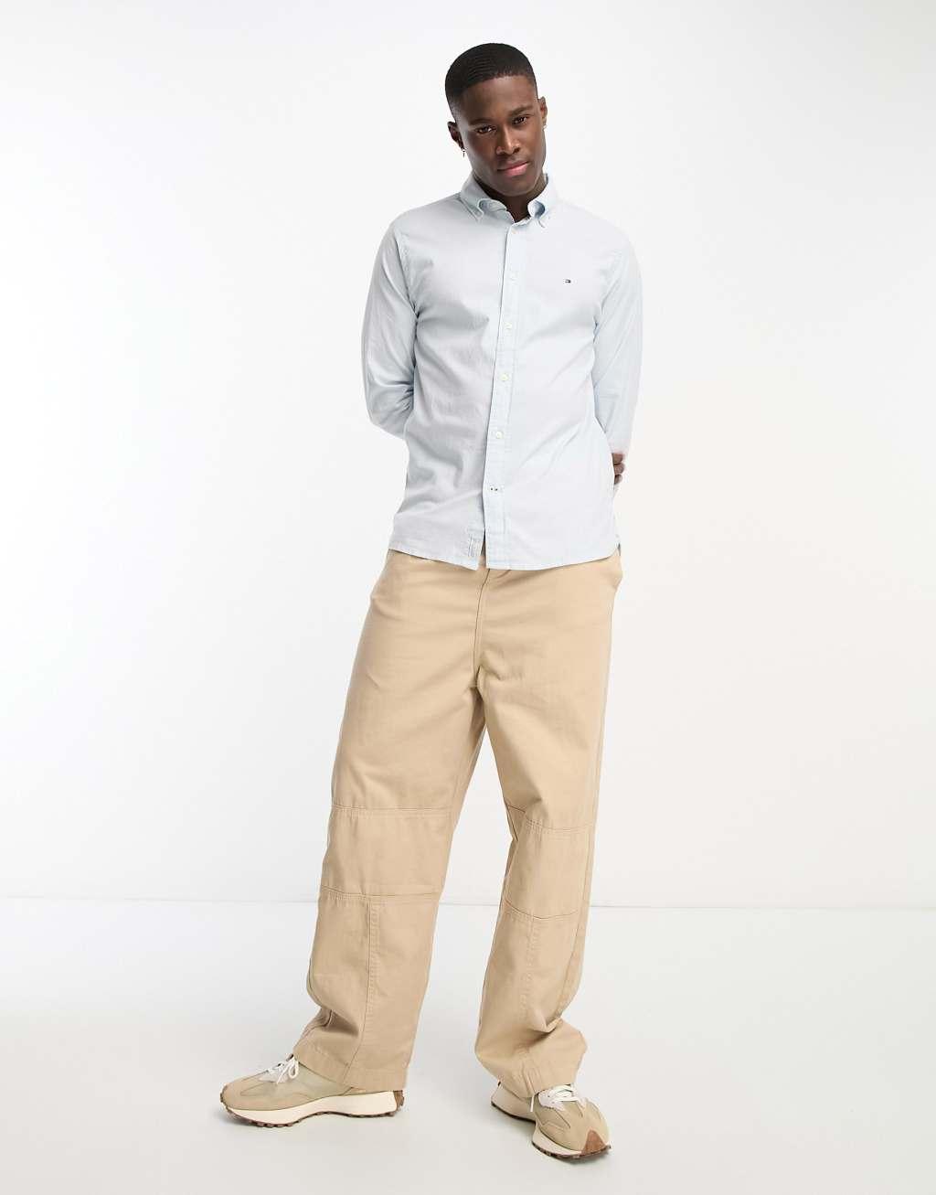 Tommy Hilfiger oxford shirt with stretch in slim fit in blue Product Image