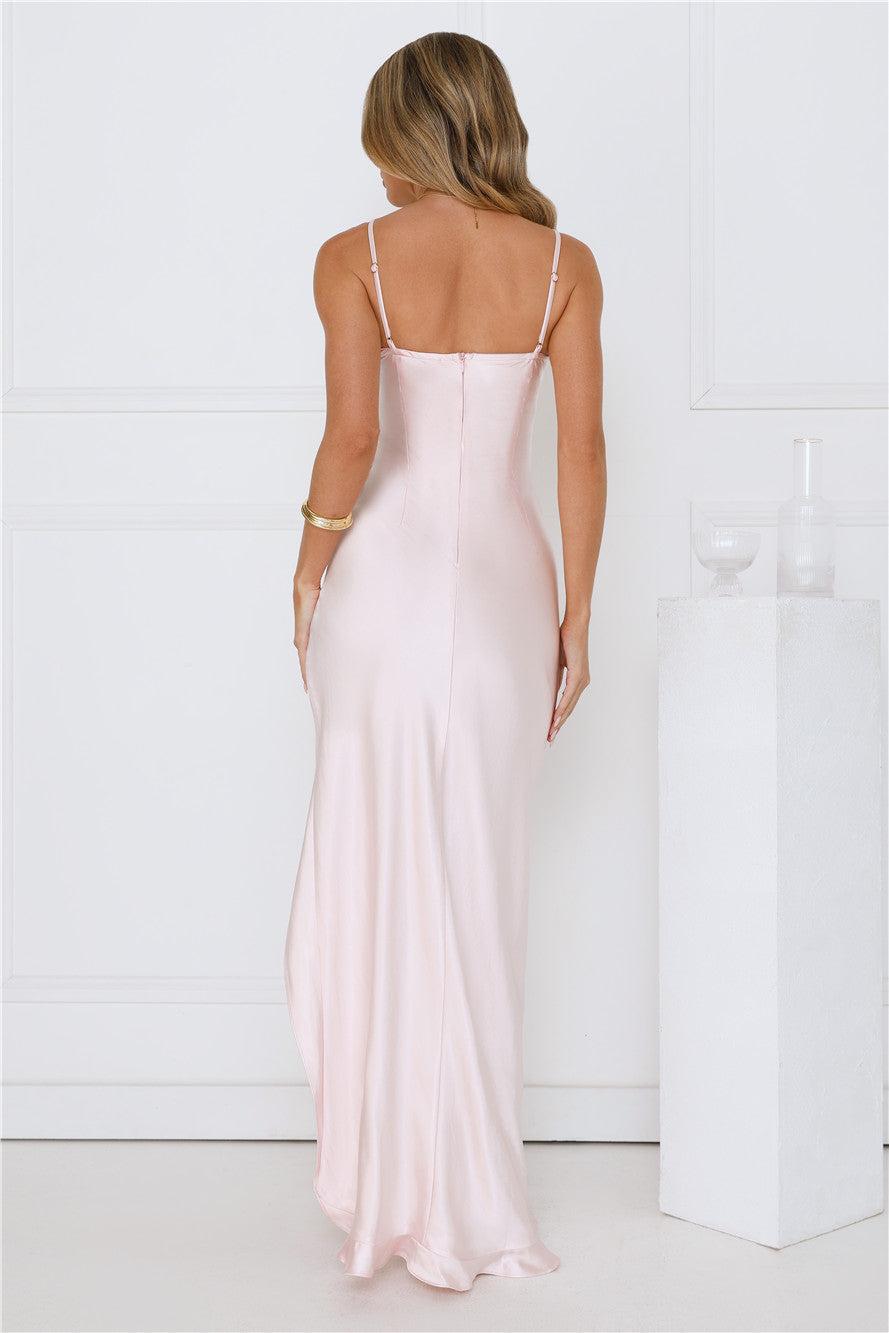 Rosewater Kiss Satin Maxi Dress Pink Product Image