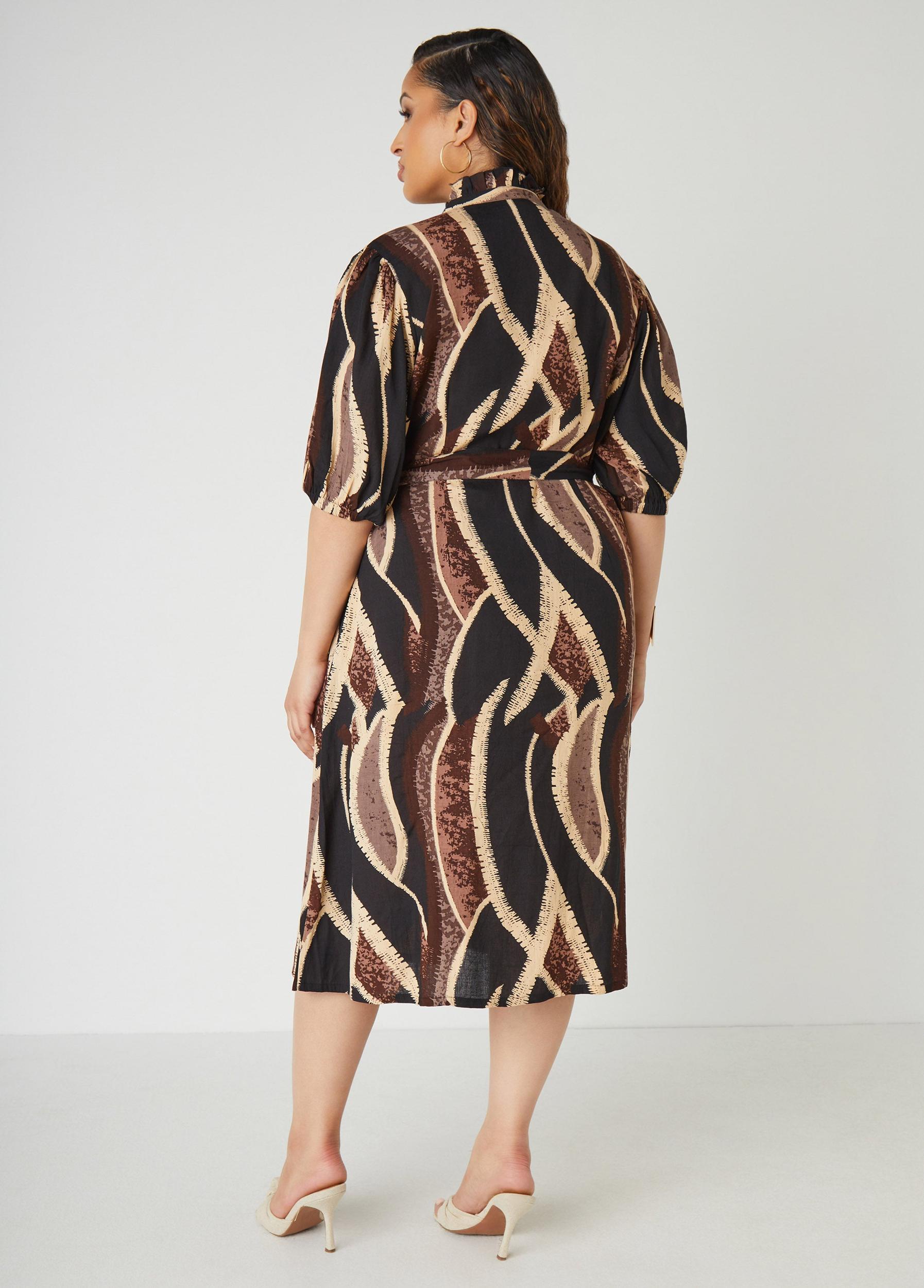 Ruffled Printed Shirtdress Product Image