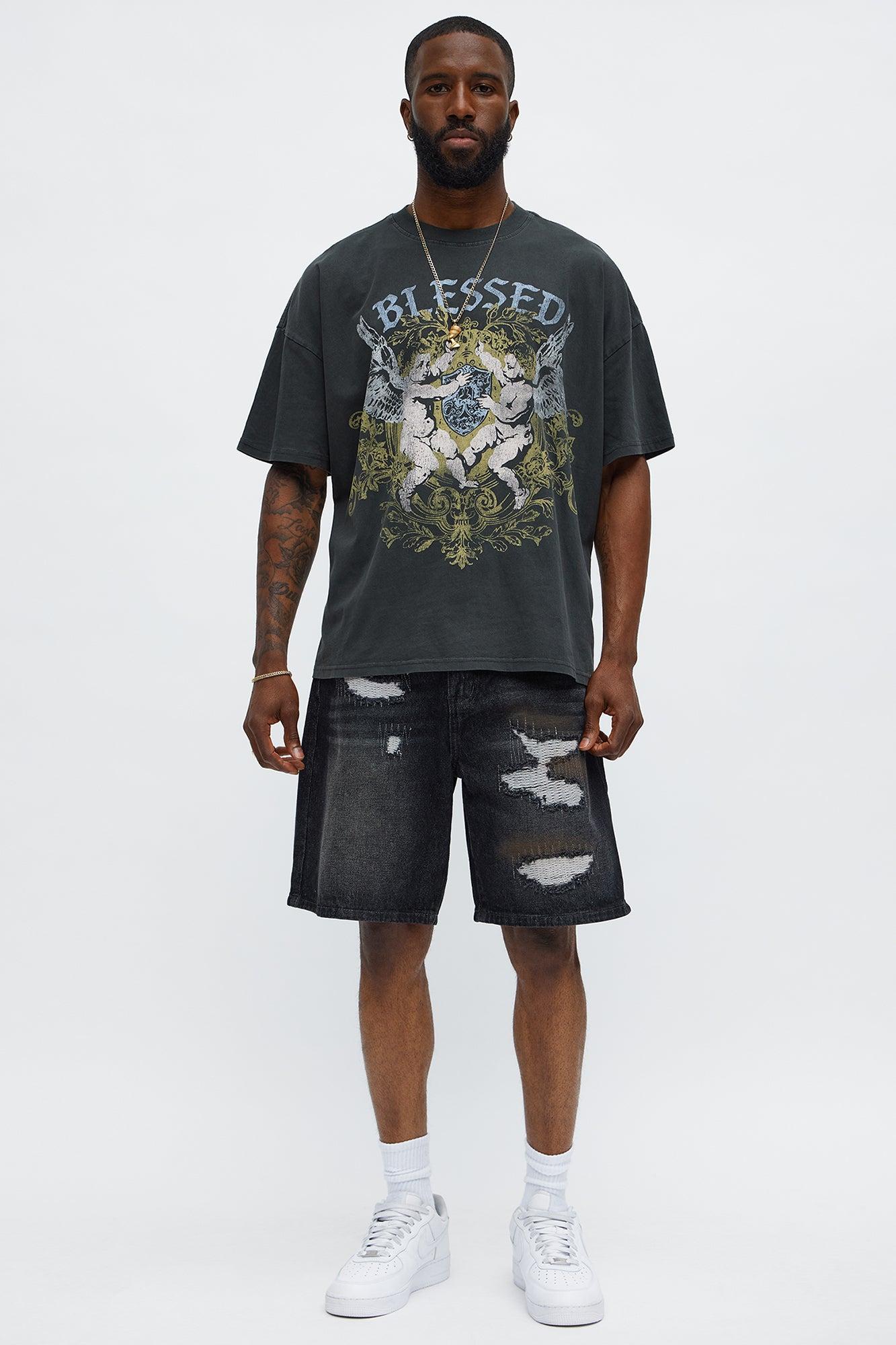 Beyond Blessed Oversized Short Sleeve Tee - Black Wash Male Product Image