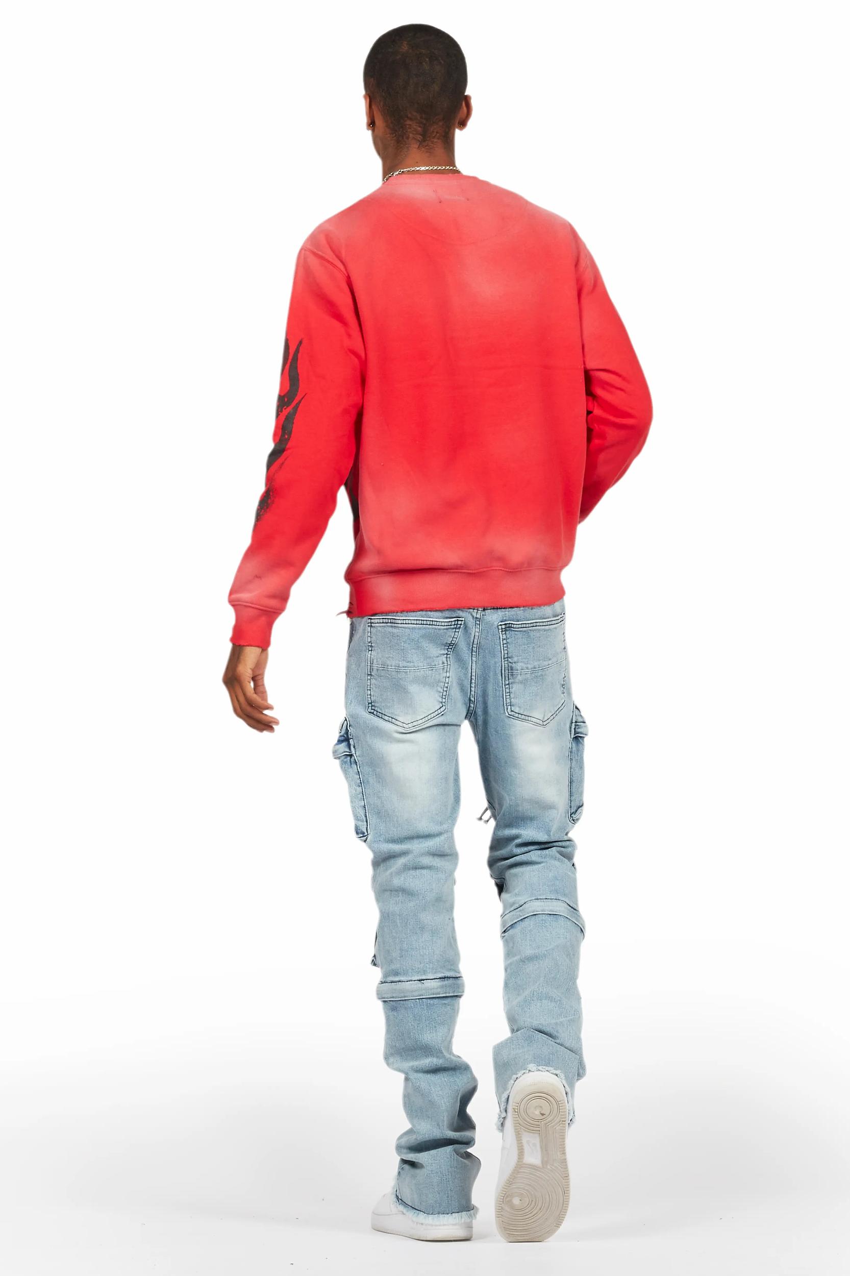 Jan Blue Stacked Flare Cargo Jean Male Product Image