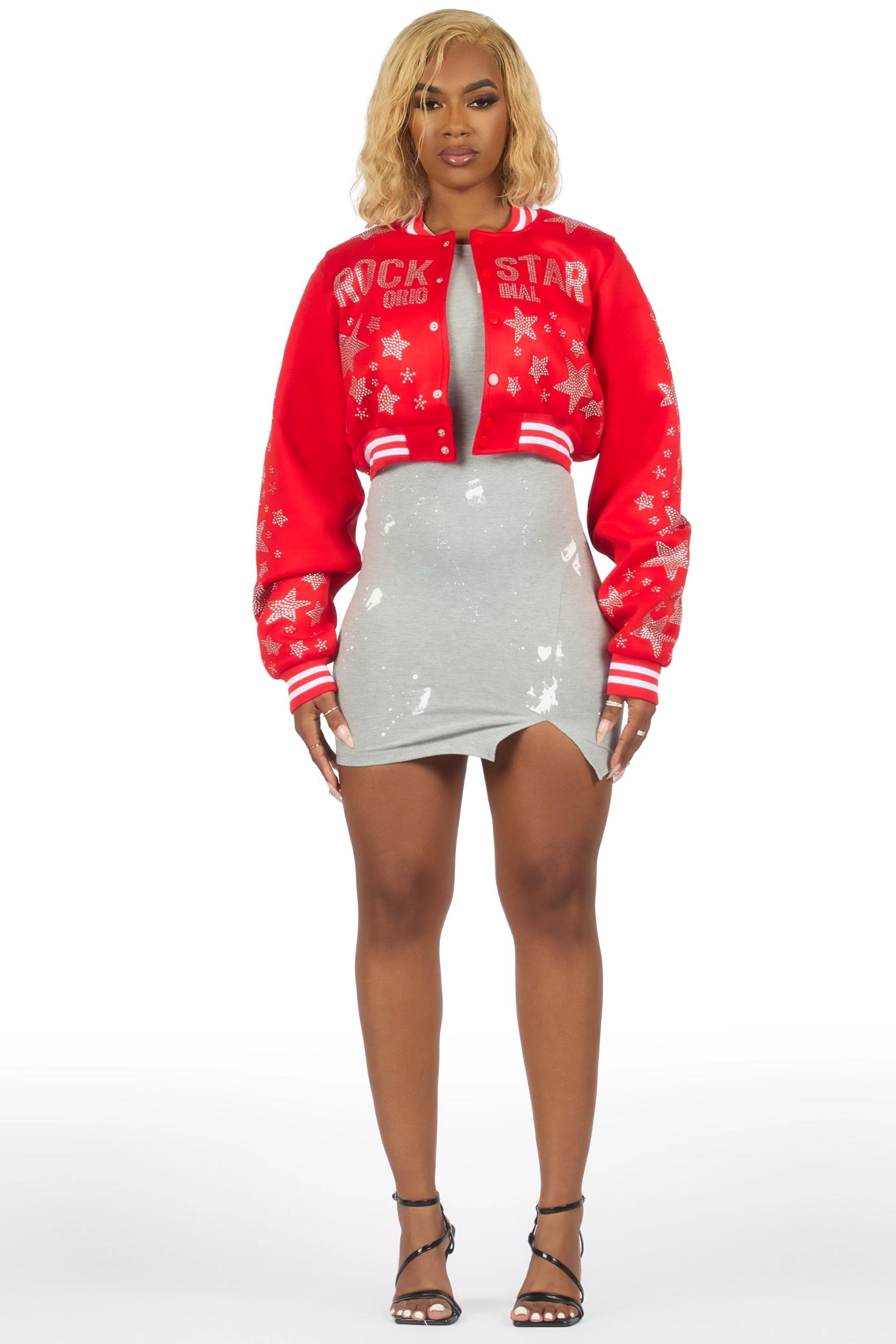 Lajuna Heather Grey Mini Dress Female Product Image