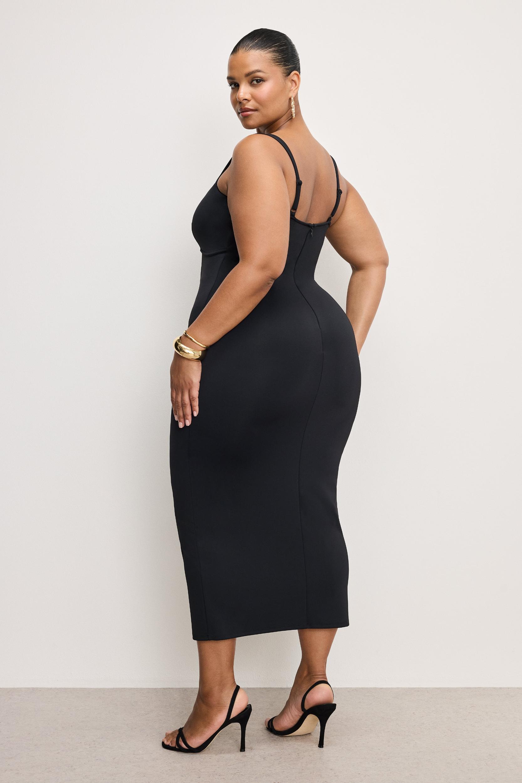 SCUBA SWEETHEART MIDI DRESS | BLACK001 Product Image