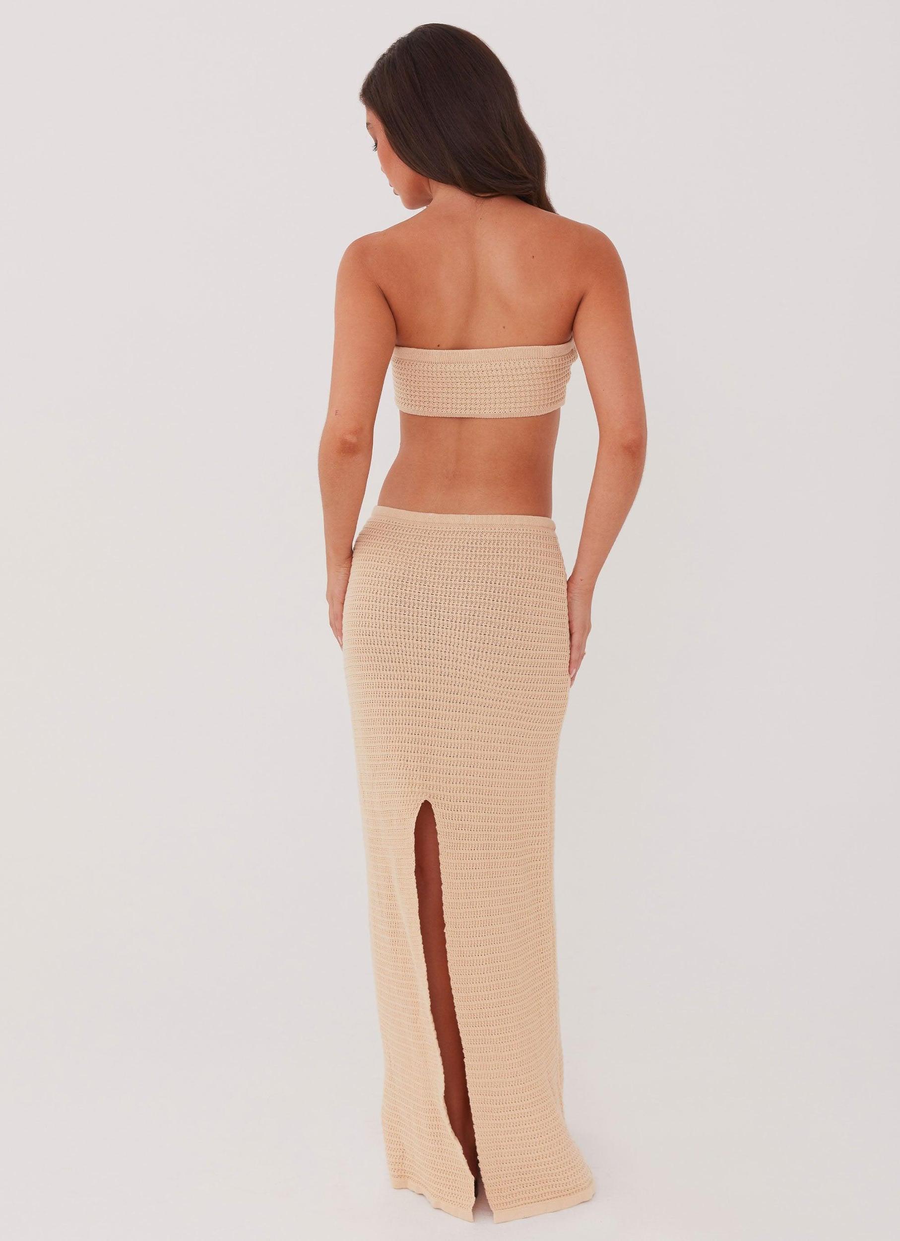 Emaline Knit Maxi Skirt - Beige Product Image