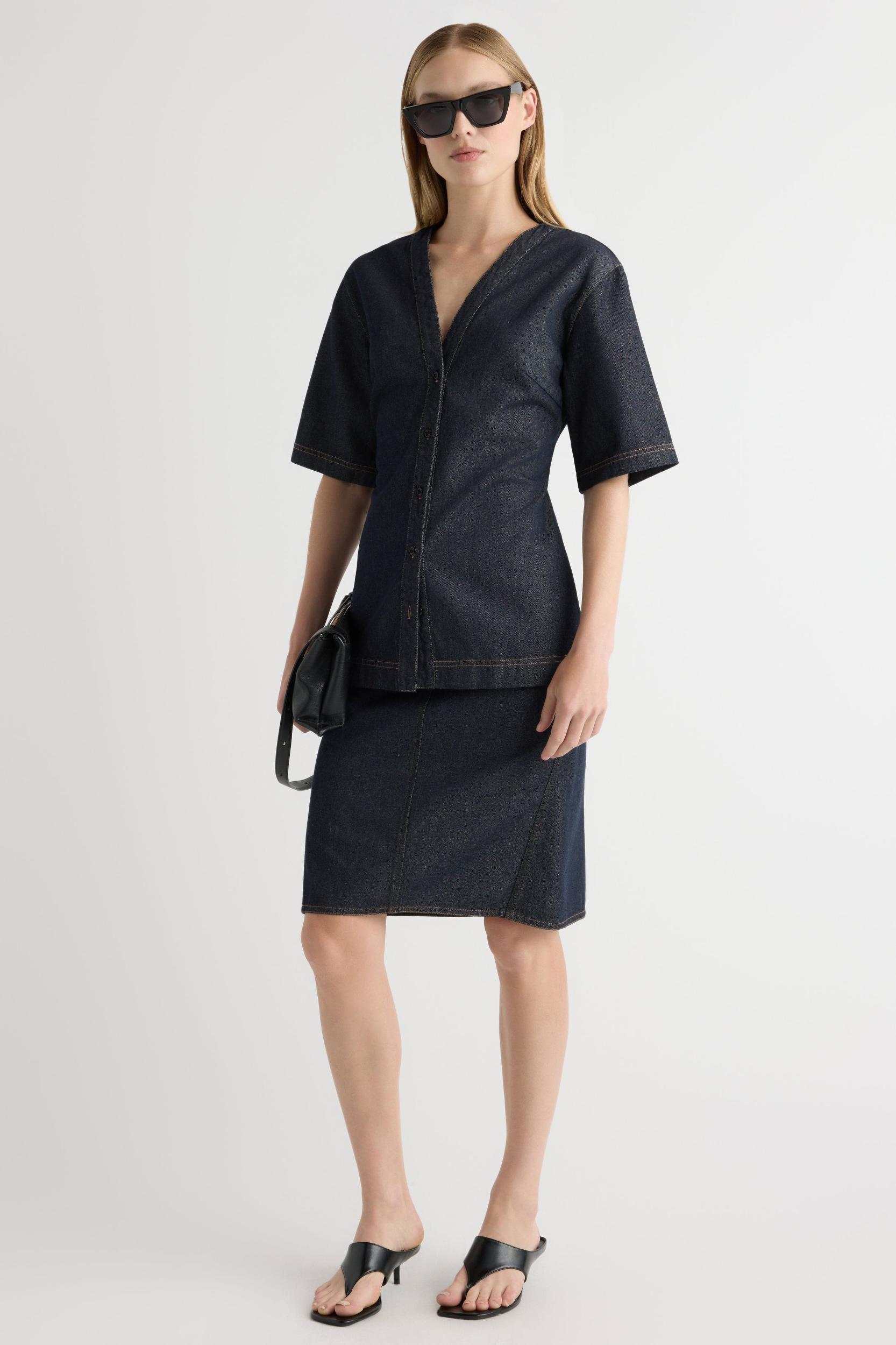 Emma Cinch-Waist Denim Shacket Product Image