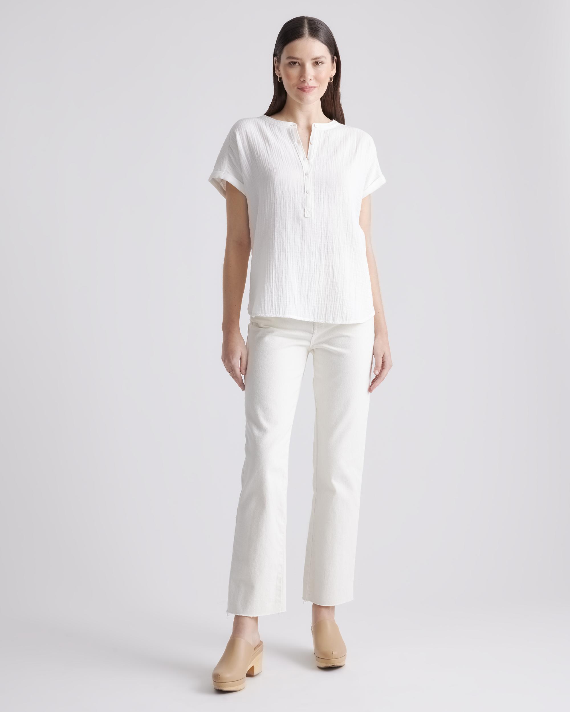 Quince | Women's Gauze Roll Sleeve Shirt Organic Cotton Product Image