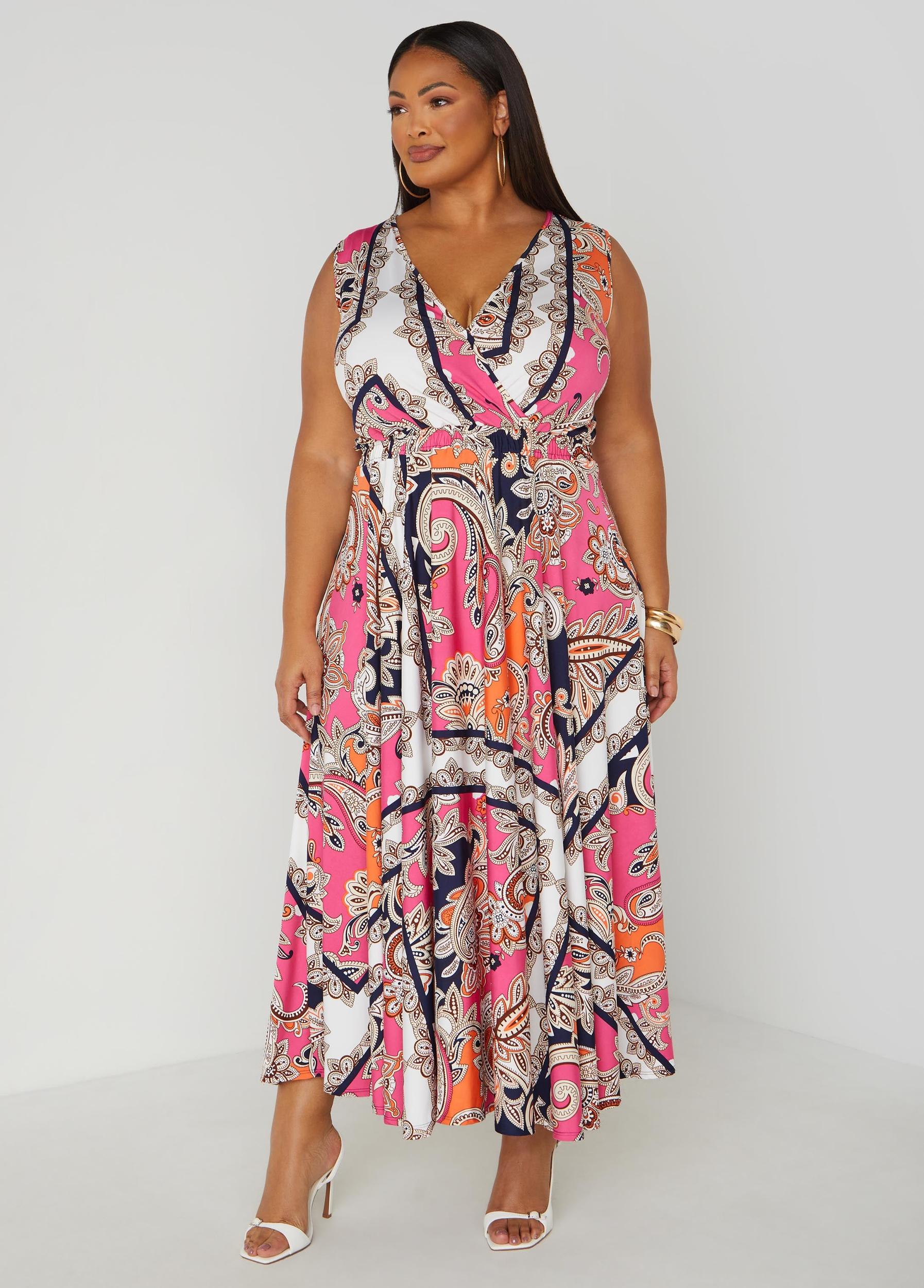 Paisley Faux Wrap Maxi Dress Product Image