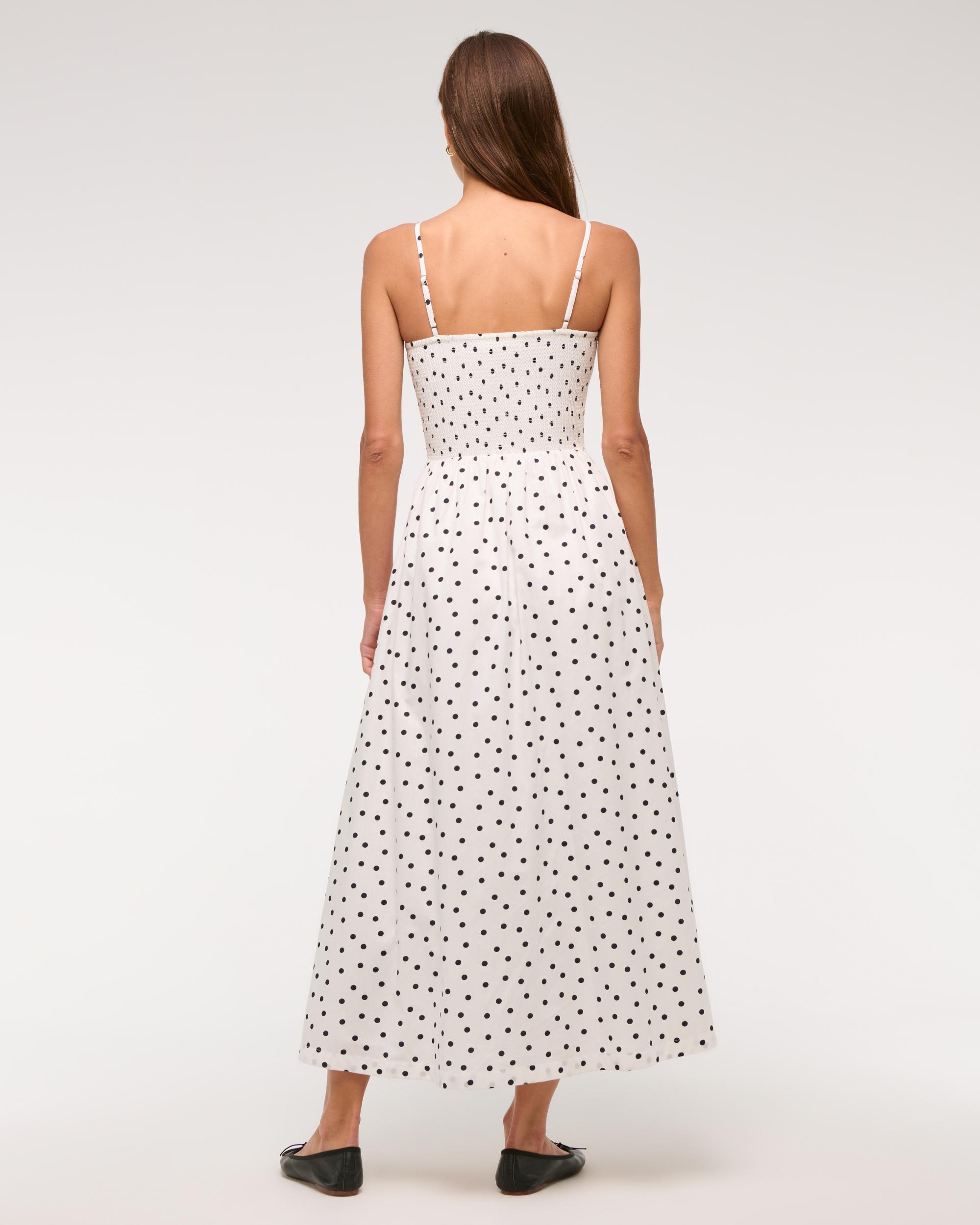 Dipped-Waist Smocked Midi Dress Product Image
