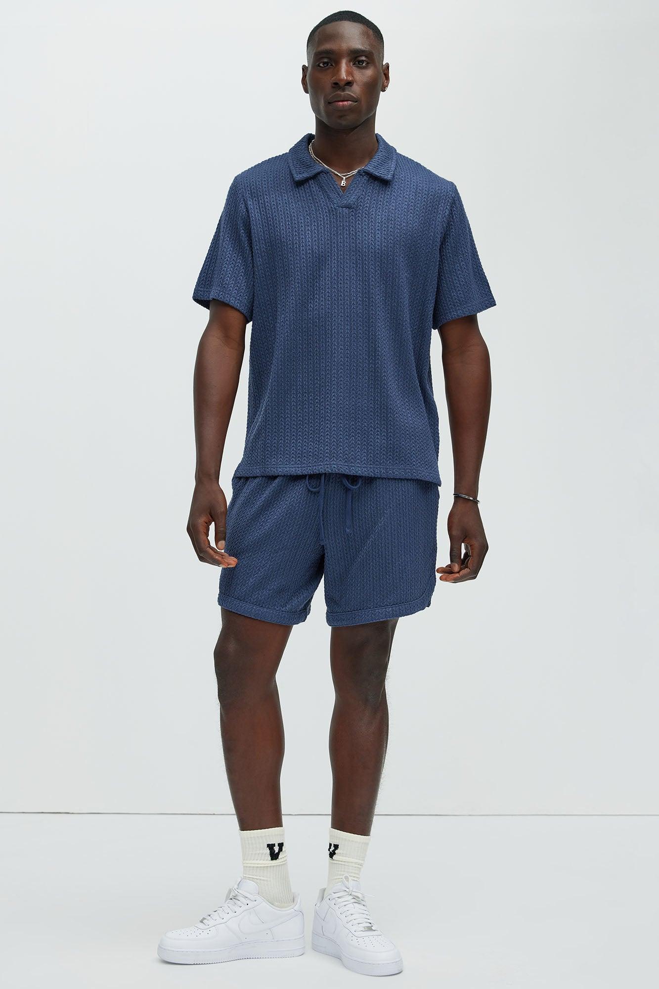 Catanina Textured Shorts - Navy Product Image