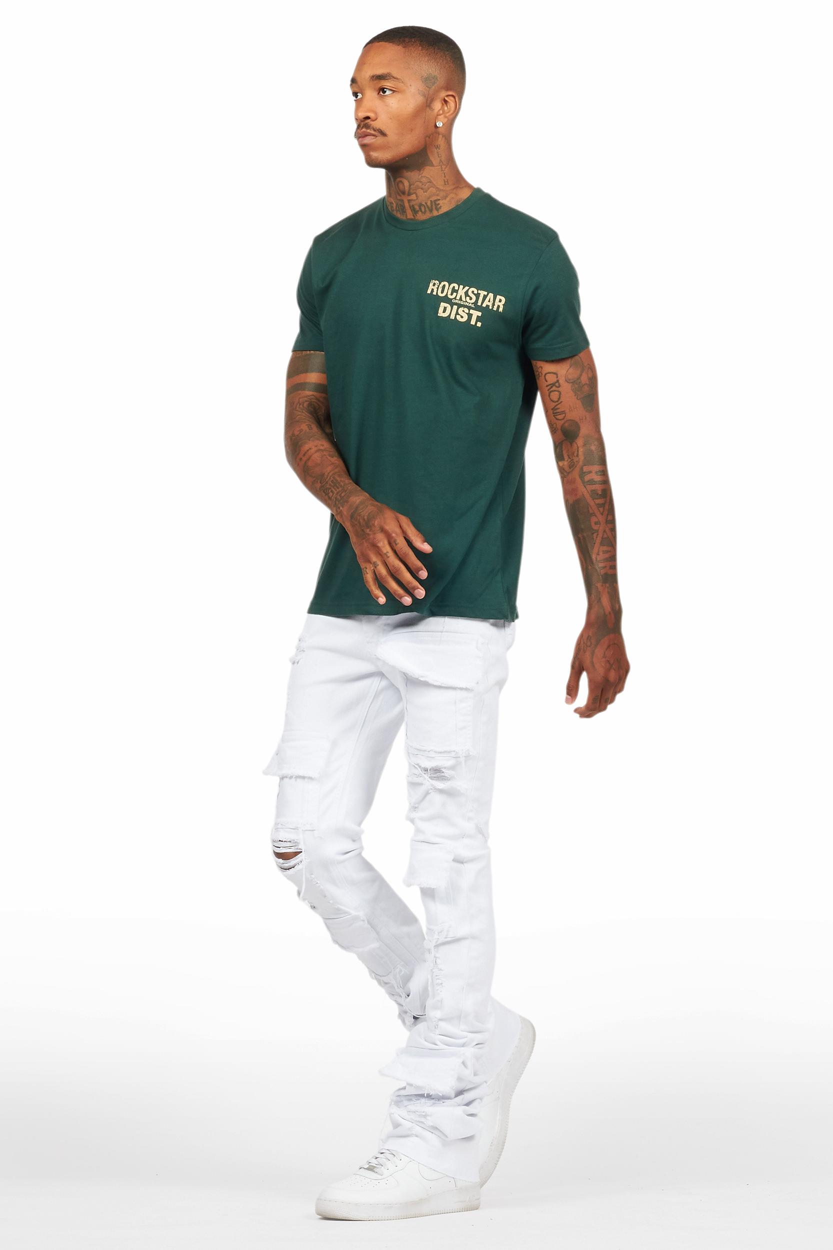 Pooja White Super Stacked Flare Jean Male Product Image