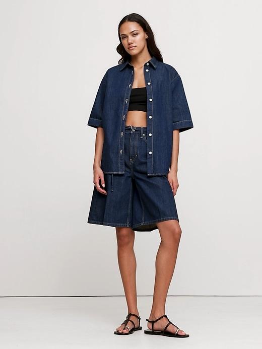 High-Rise Denim Bermuda Short Product Image