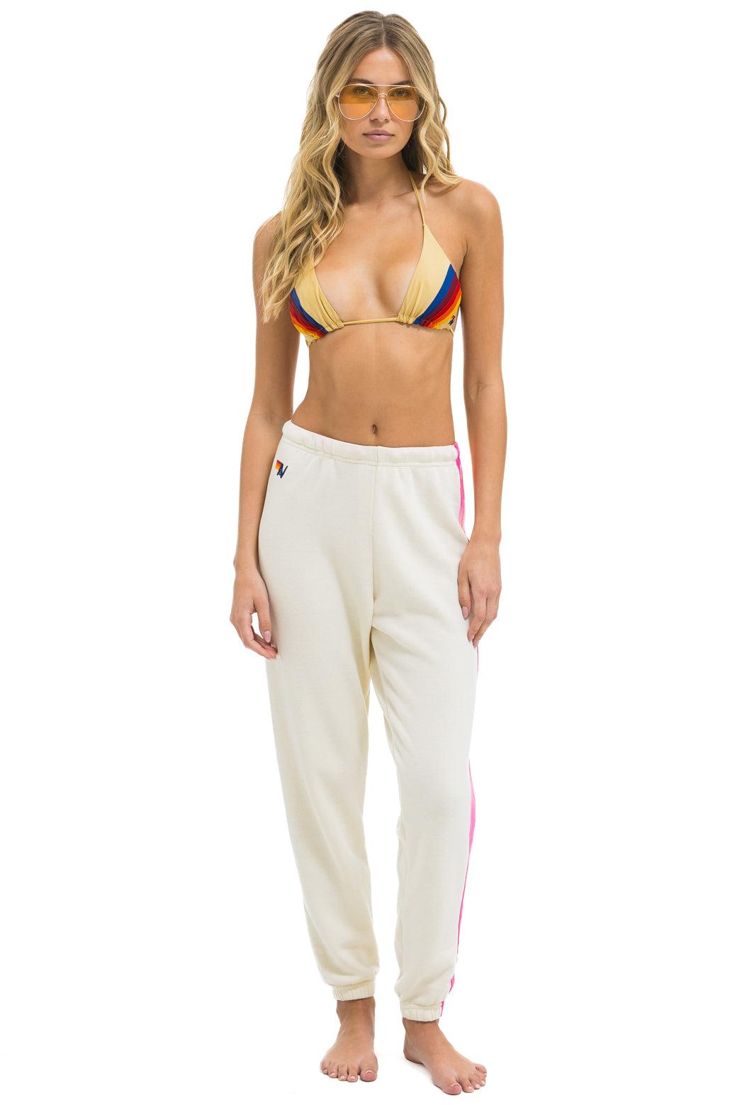 5 STRIPE SWEATPANTS - VINTAGE WHITE // NEON Female Product Image