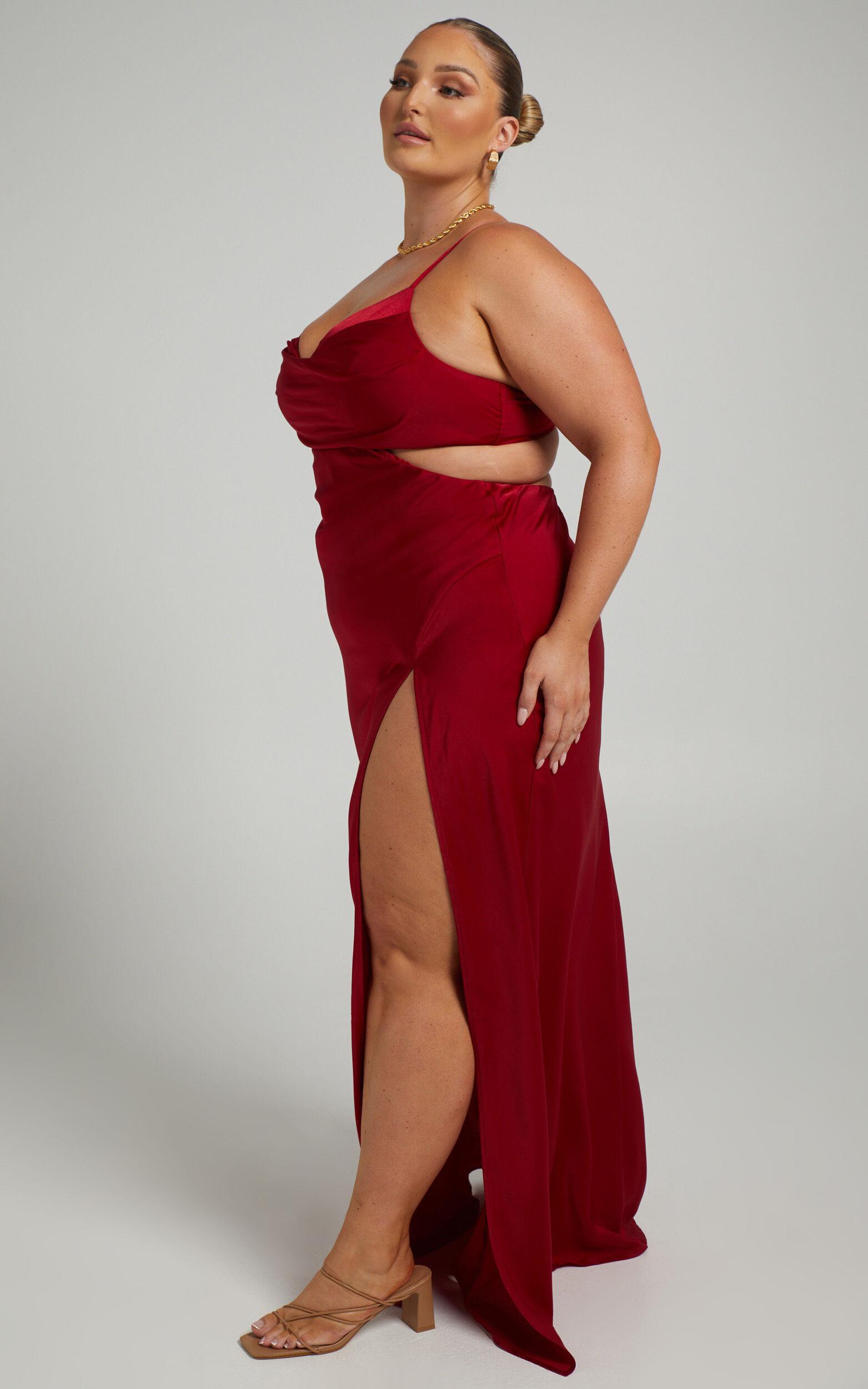 Sophie Maxi Dress - Cowl Neck Cross Back Dress in Red Product Image