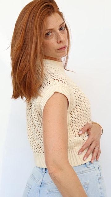 Lia Crochet Knit Top Product Image