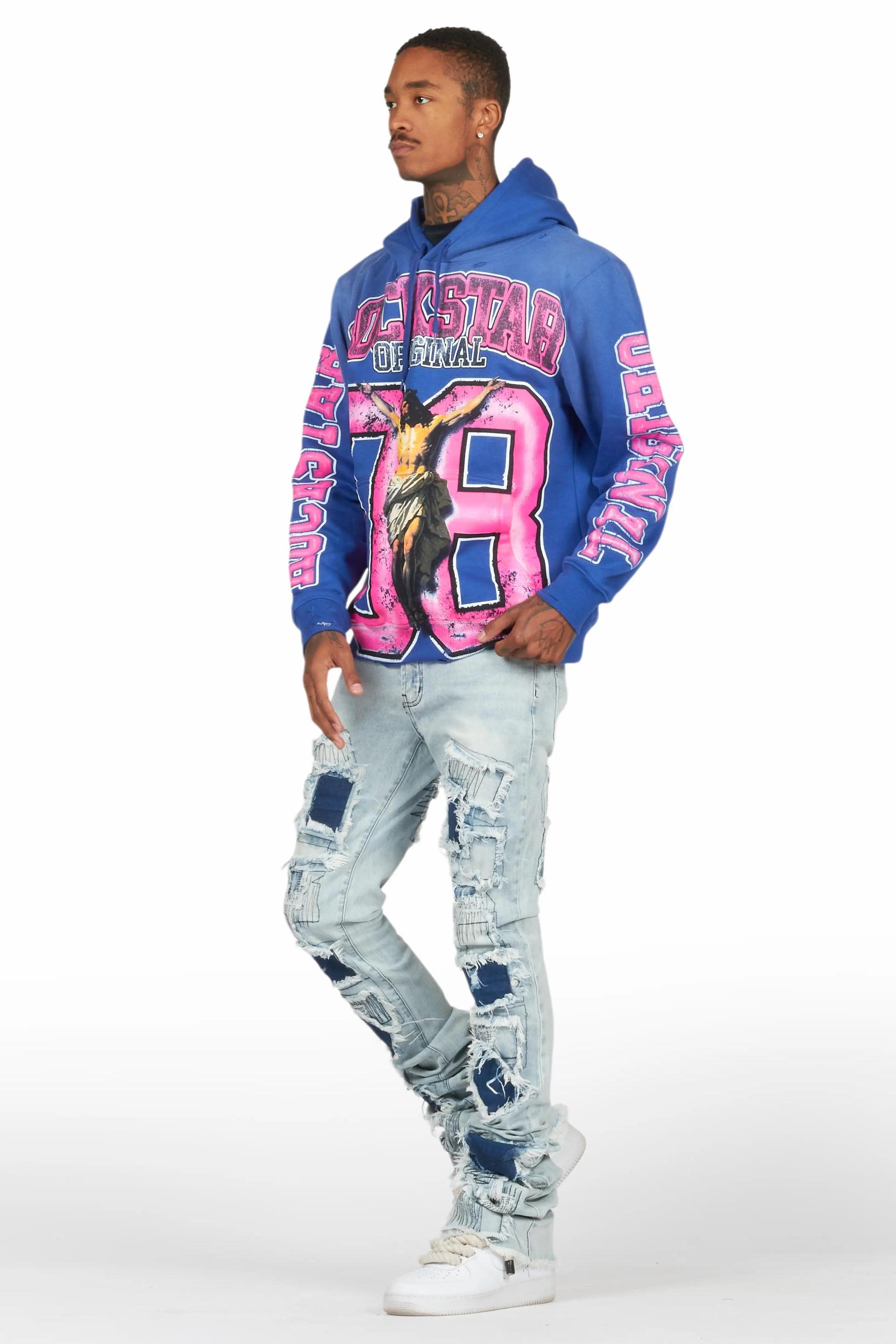 Fields Royal/Light Blue Hoodie/Super Stacked Flare Jean Bundle Male Product Image