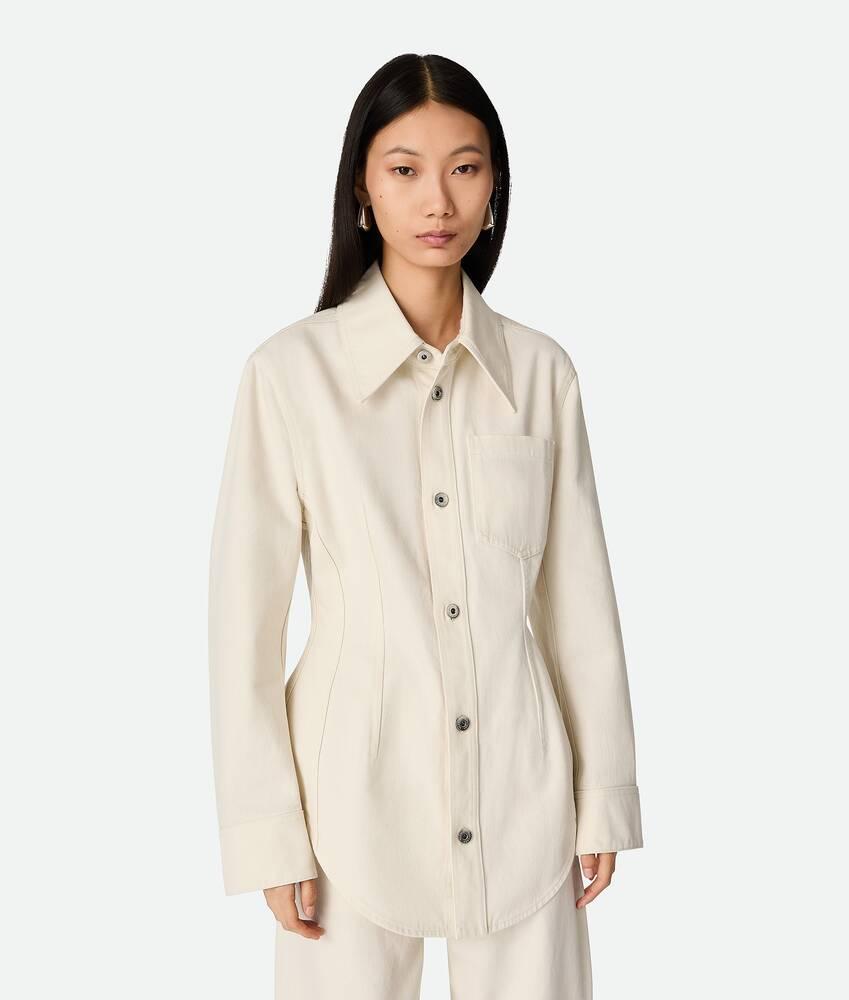 Women's Colored Denim Shirt in Pale meringue Product Image