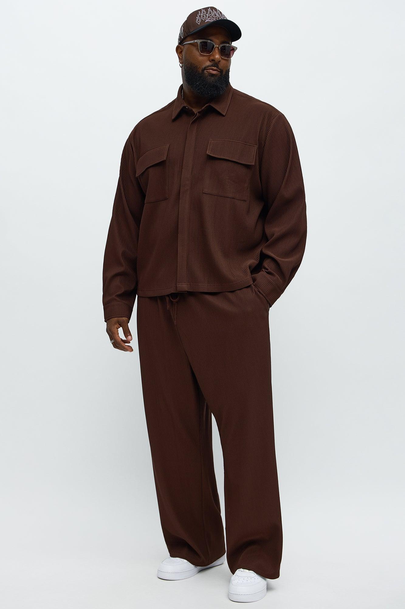 Show Up Baggy Elastic Waist Pant - Brown Male Product Image