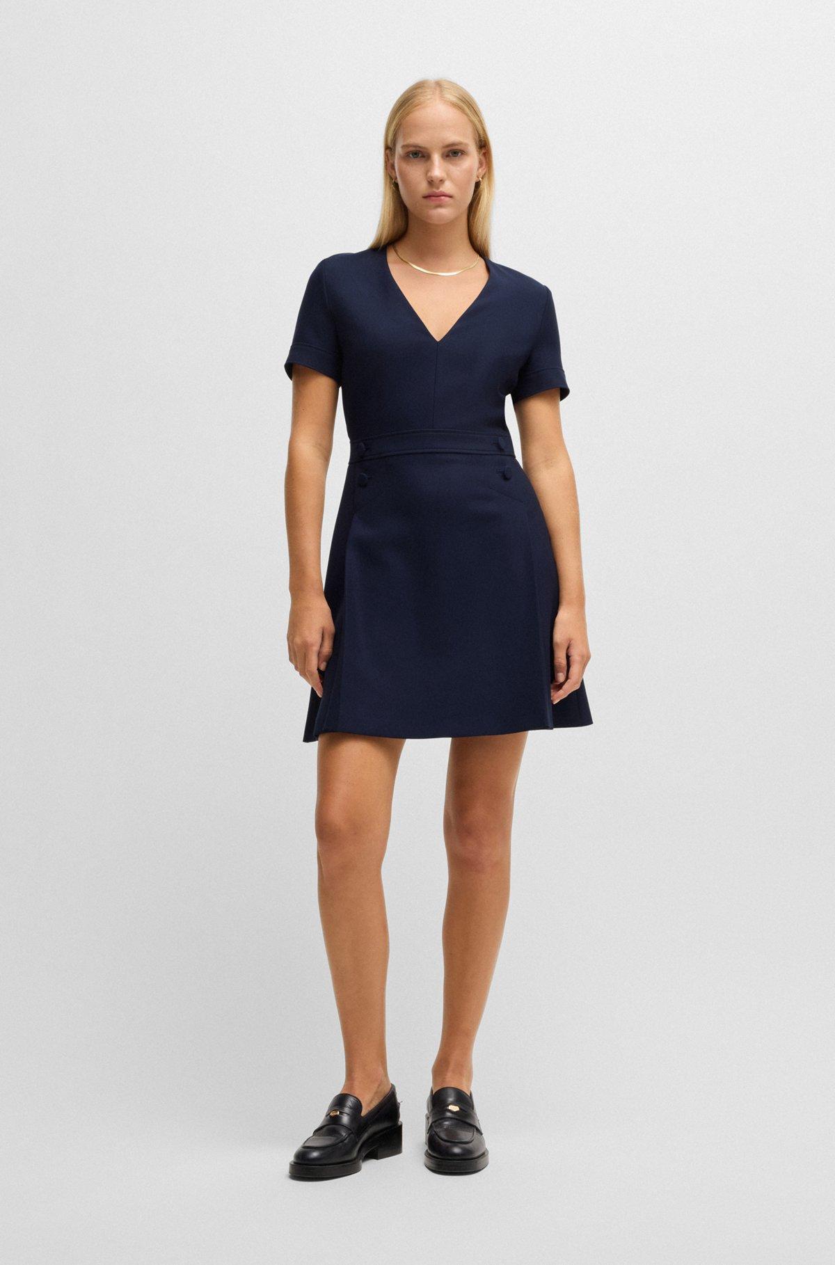 V-neck bodycon business dress with tone-on-tone buttons Product Image