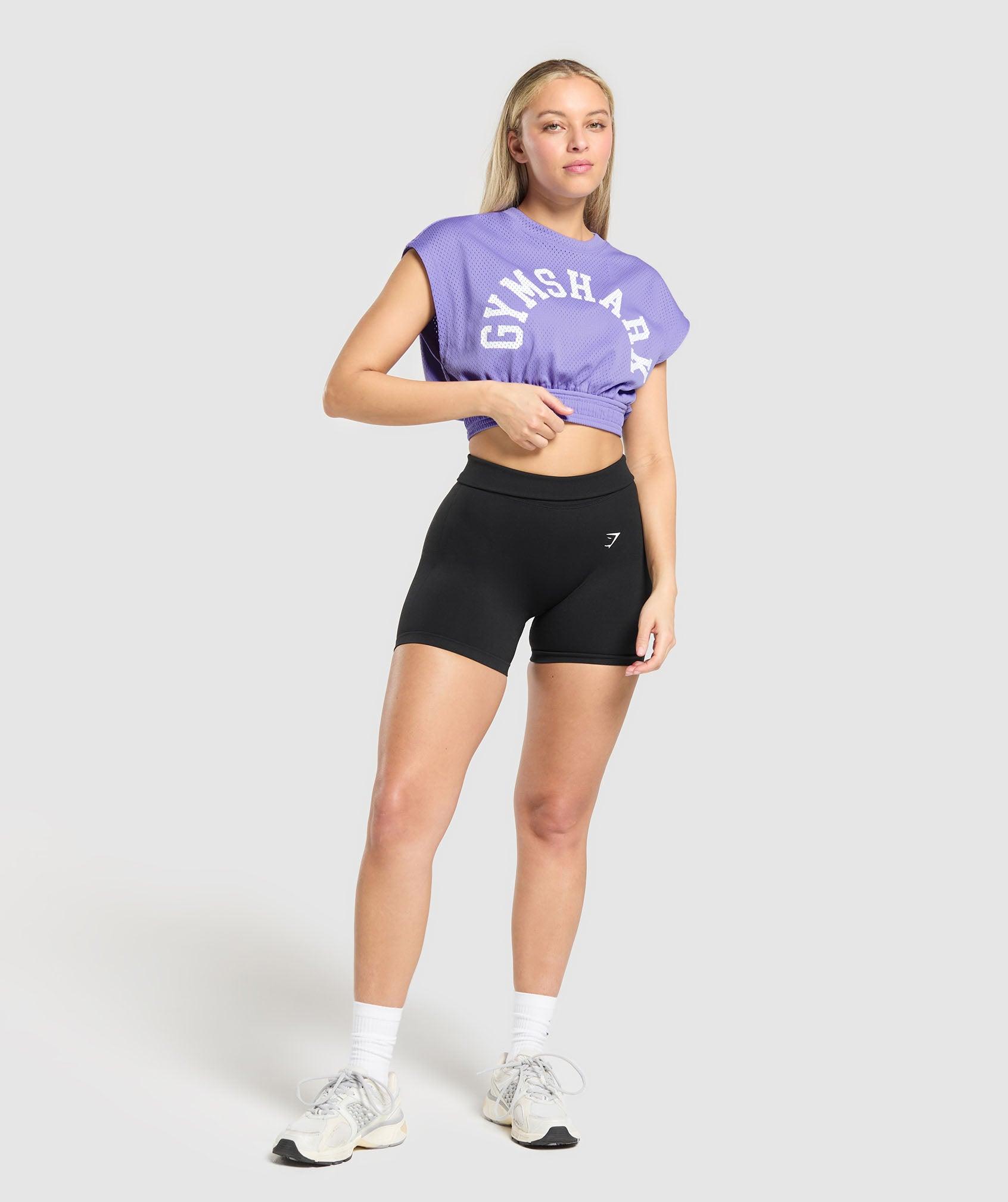 Gymshark Mesh Graphic Crop Top - Record Purple Female Product Image