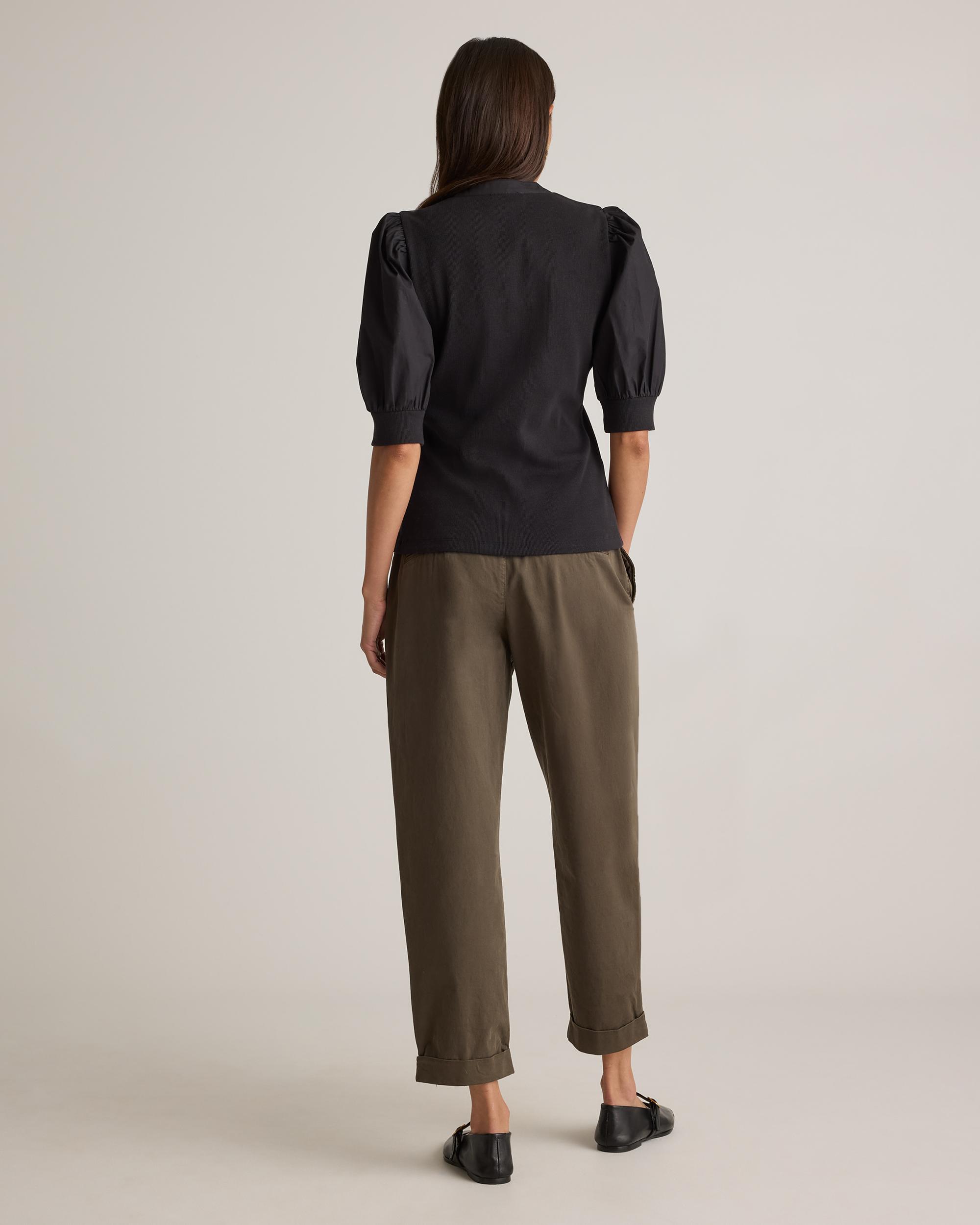 Quince | Women's Cotton Mixed Media Puff Sleeve Top Tencel Product Image