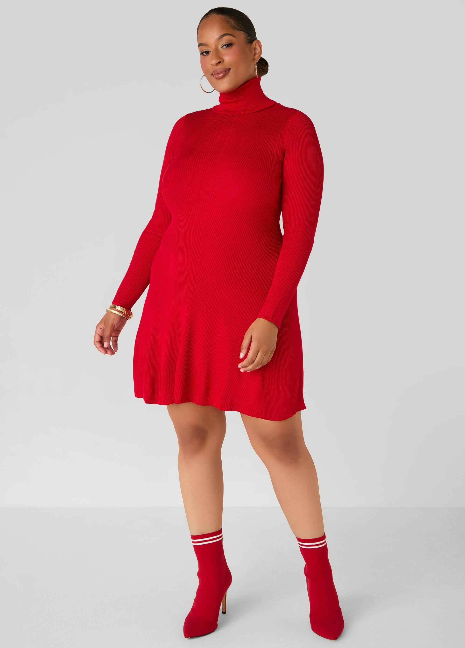 Ribbed Mini Sweater Dress Product Image