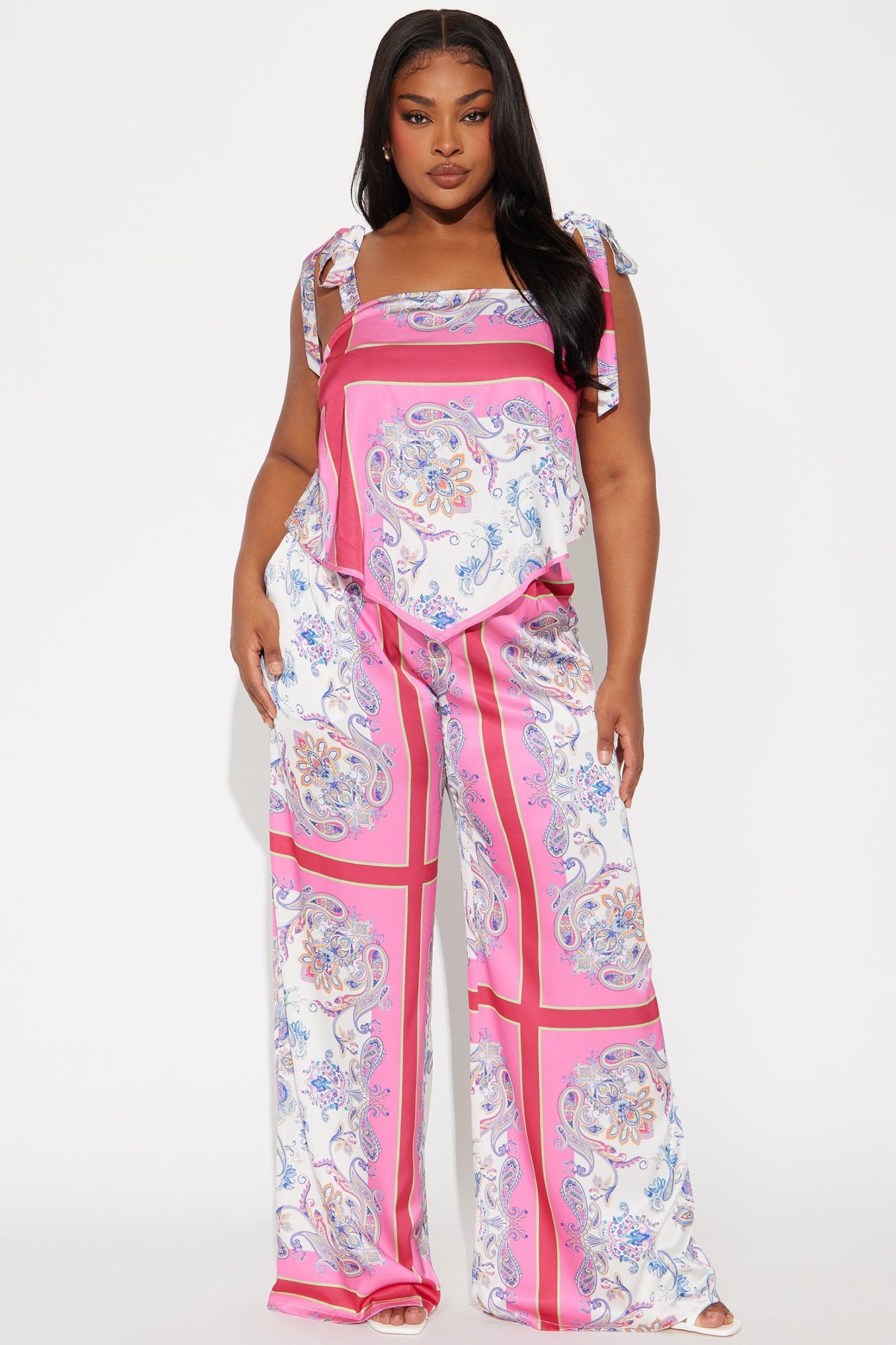 Life Is Sweet Satin Pant Set - Pink/combo Product Image