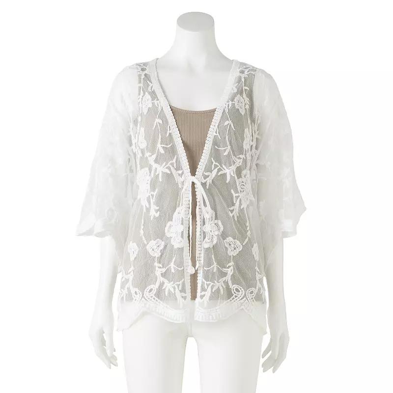 Women's LC Lauren Conrad Lace Tie-Front Cape, Ballerina Dance Product Image