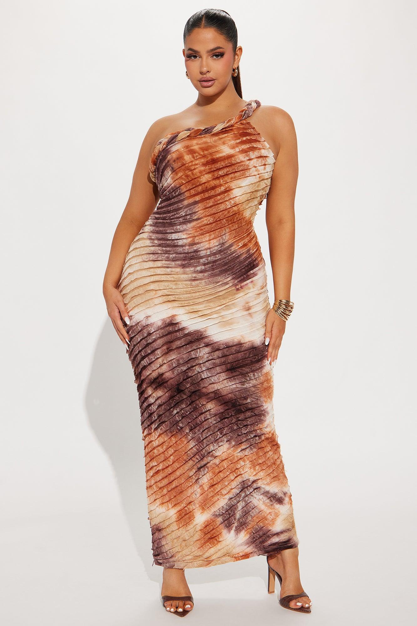Maylee Textured Maxi Dress - Brown Combo Product Image